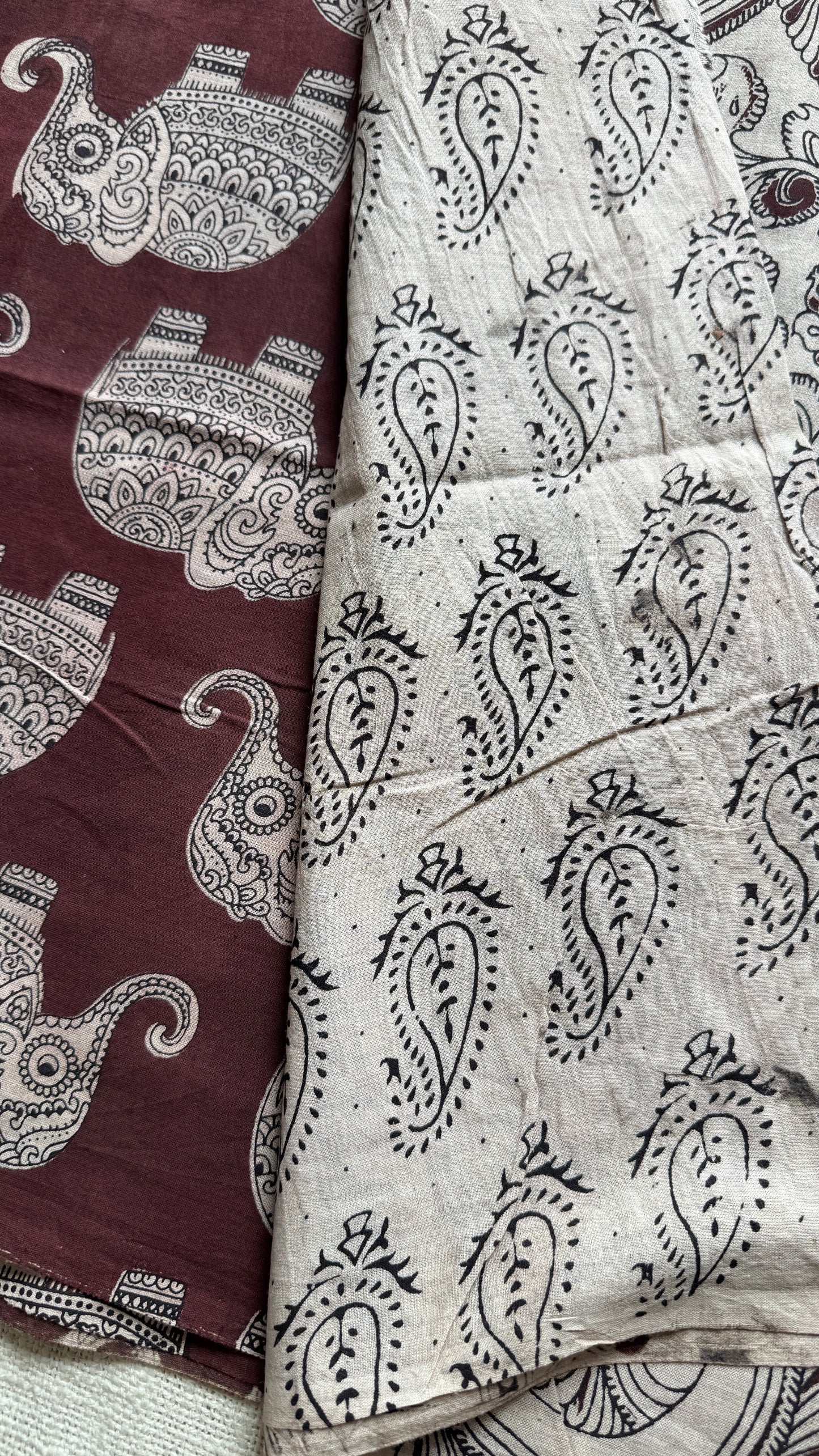 Brown kalamkari, elephant prints, soft cotton