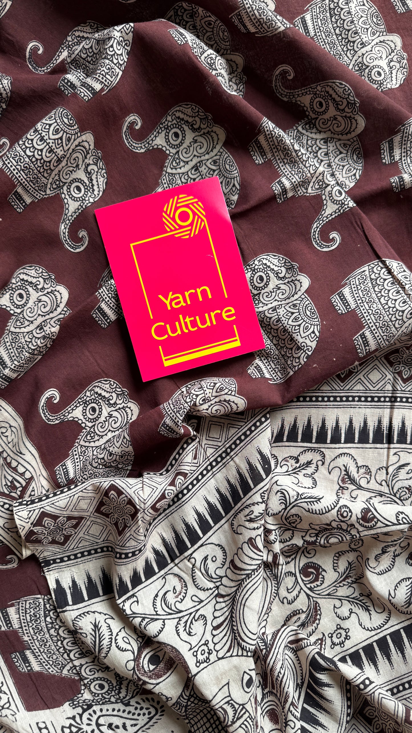 Brown kalamkari, elephant prints, soft cotton