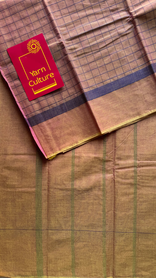 Rose Taupe Checks - Korvai Cotton - YCKC05