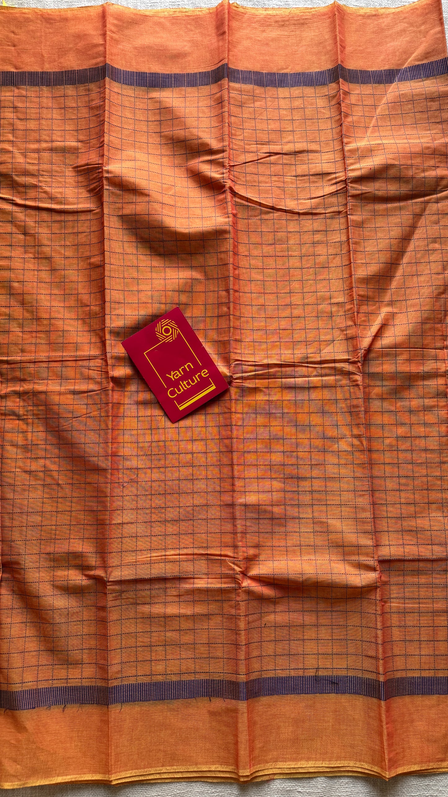 Halloween Orange Checks - Korvai Cotton - YCKC03