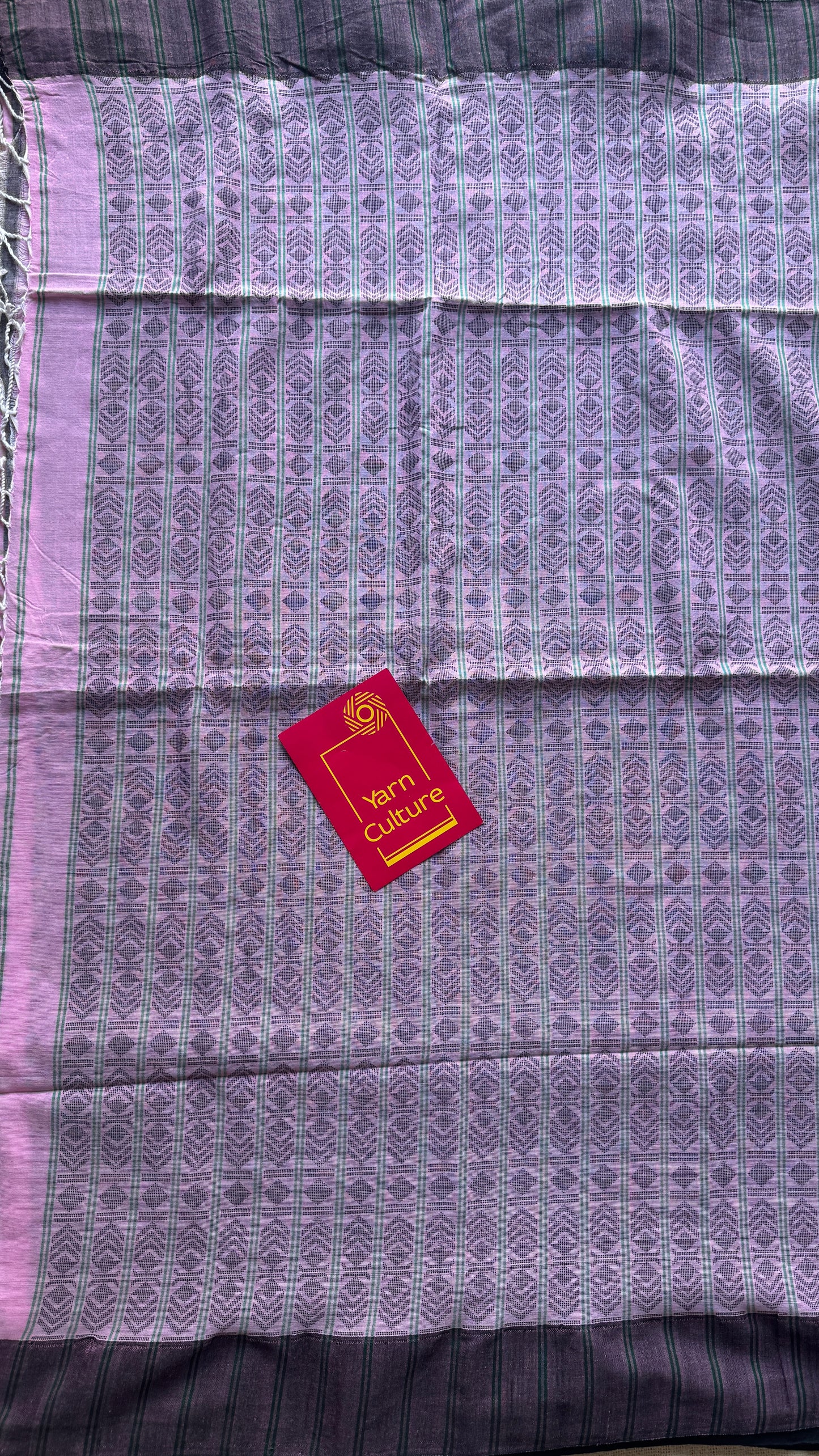 Pink and Black Jamdani, hand woven flower butas - Soft Cotton YCJBCC01