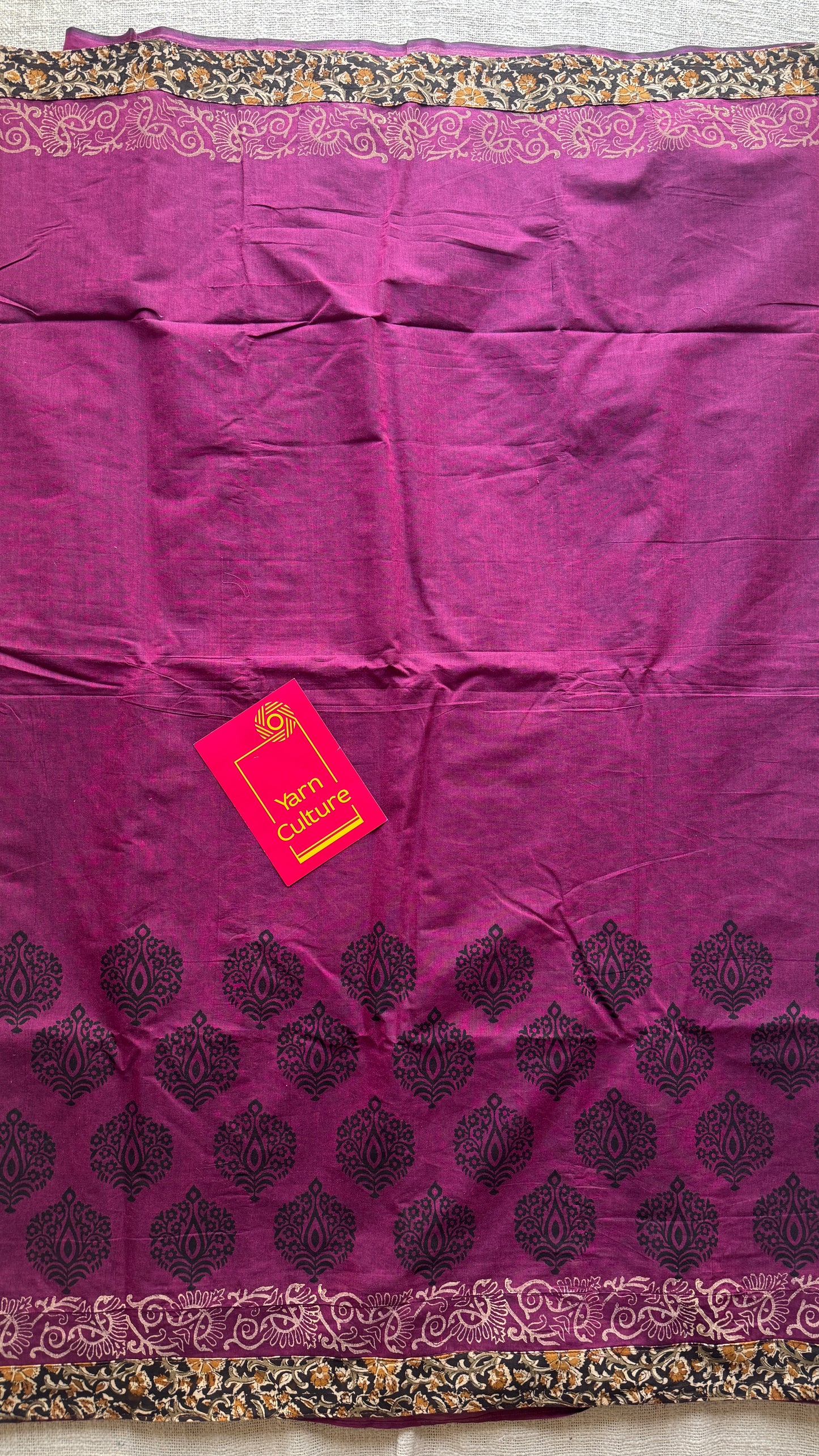 Purple Pink double tone with Kalamkari patch work - Soft Cotton - YCKPWC04