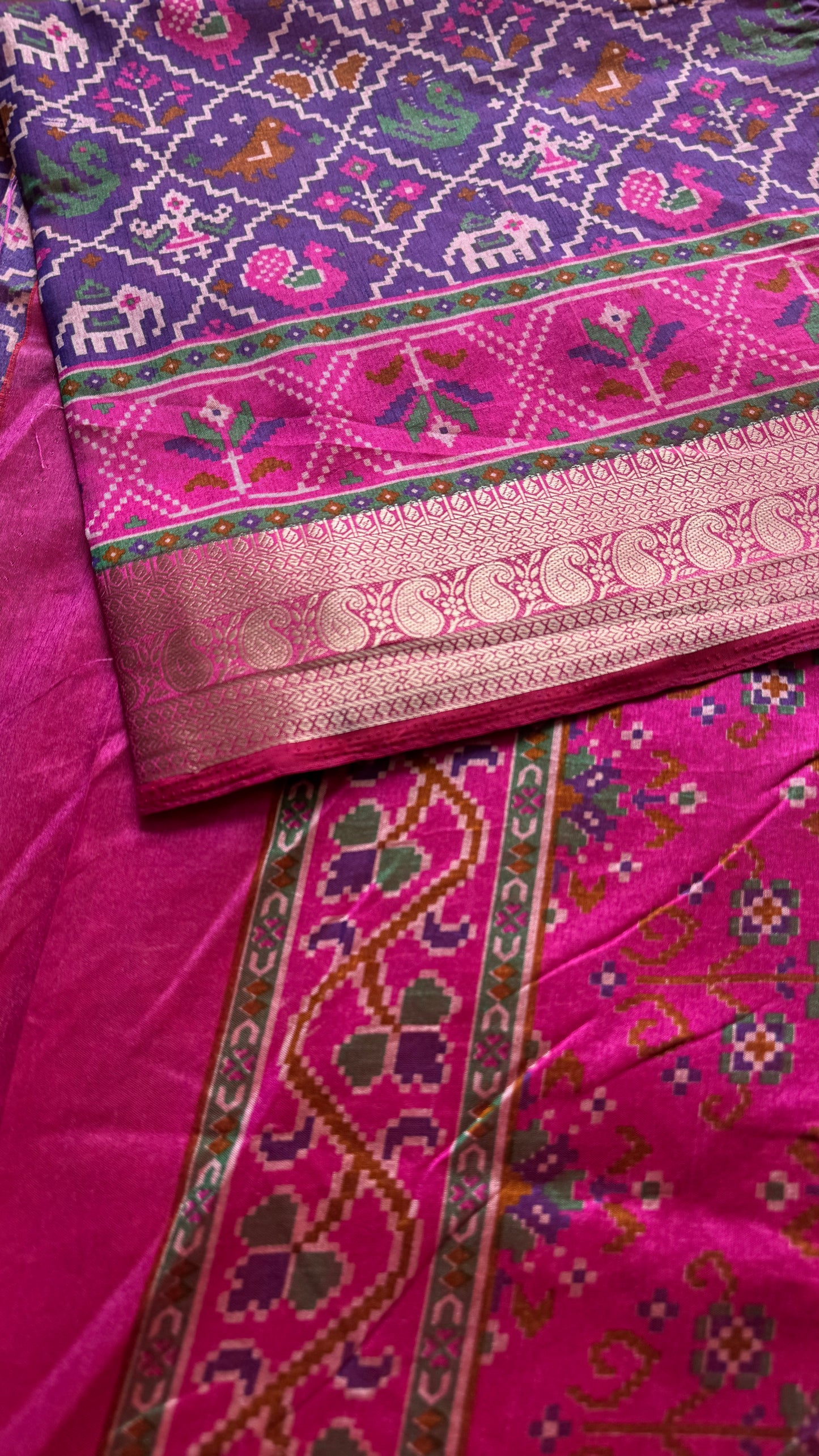 Purple pink in patola pattern - dola silk