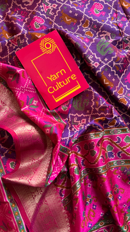 Purple pink in patola pattern - dola silk