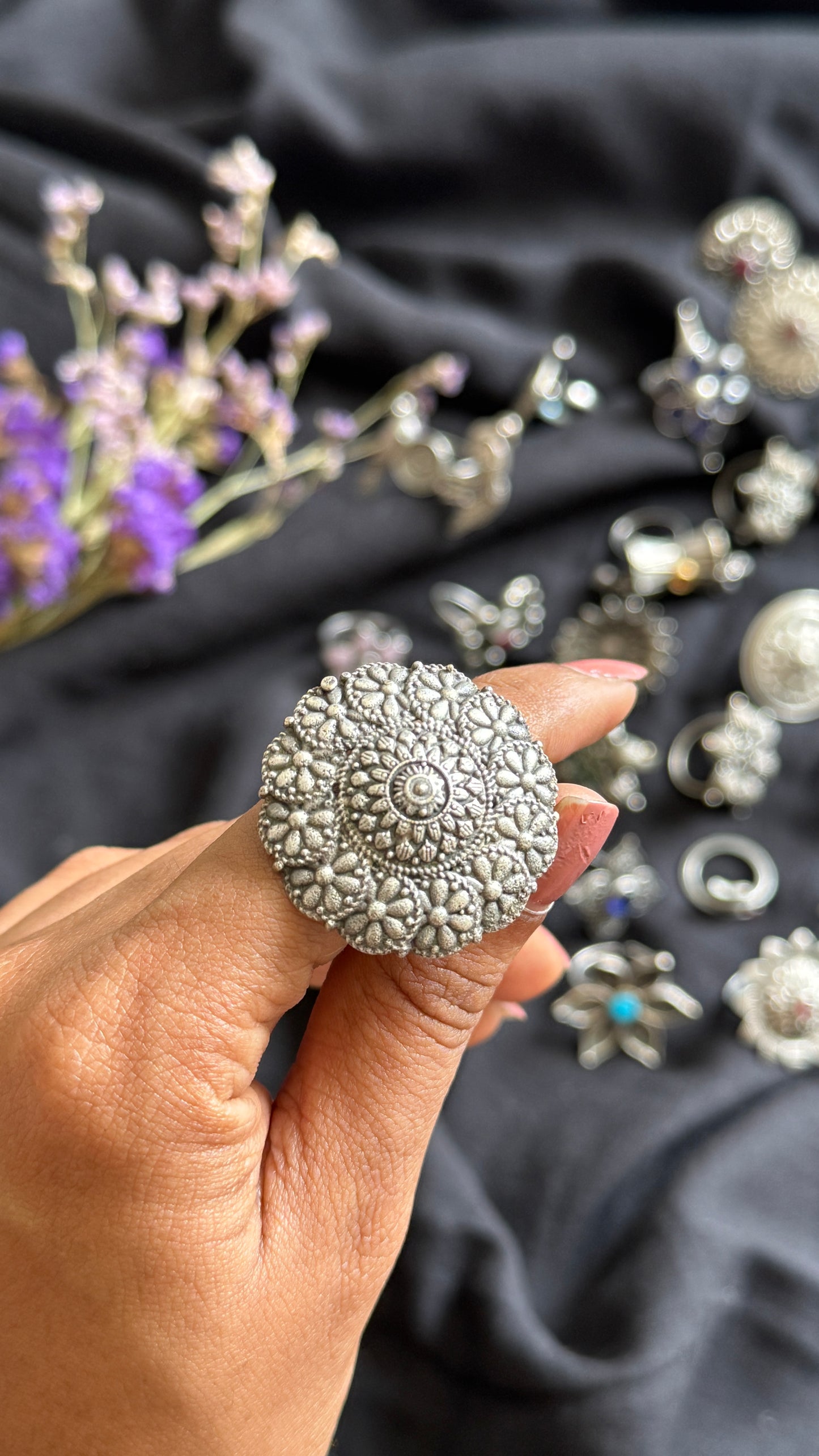 Adjustable floral ring - YCOSFR109