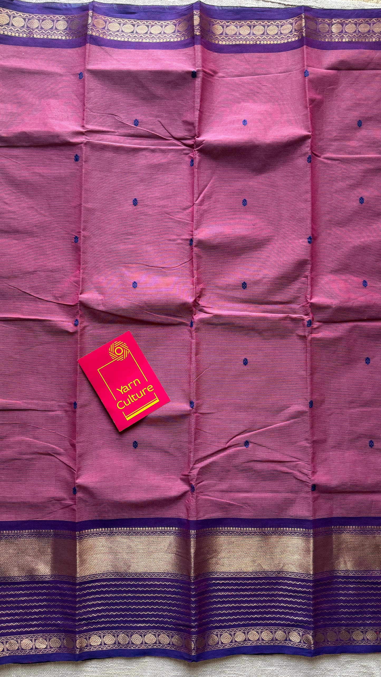 Pink with Violet and Purple Pink one side broad zari - Chettinad Soft Cotton - YCCL402