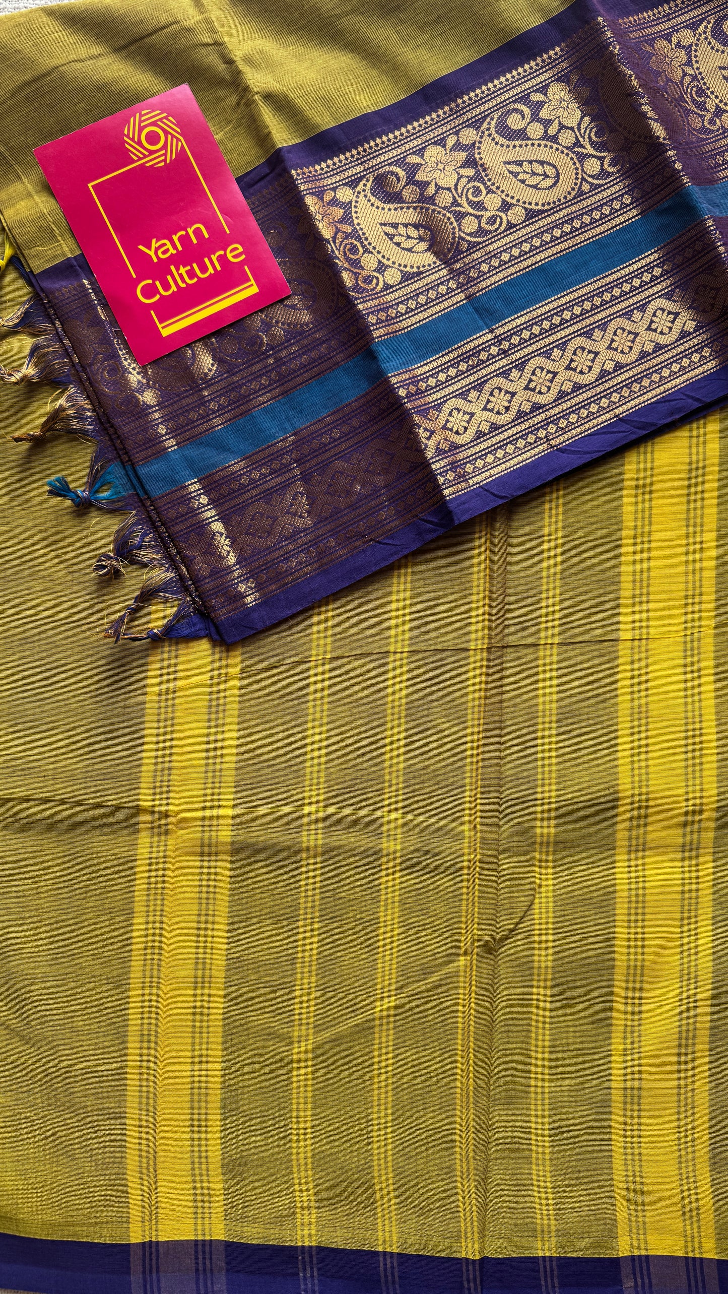 Parrot Green with one side broad zari - Chettinad Soft Cotton - YCCL407