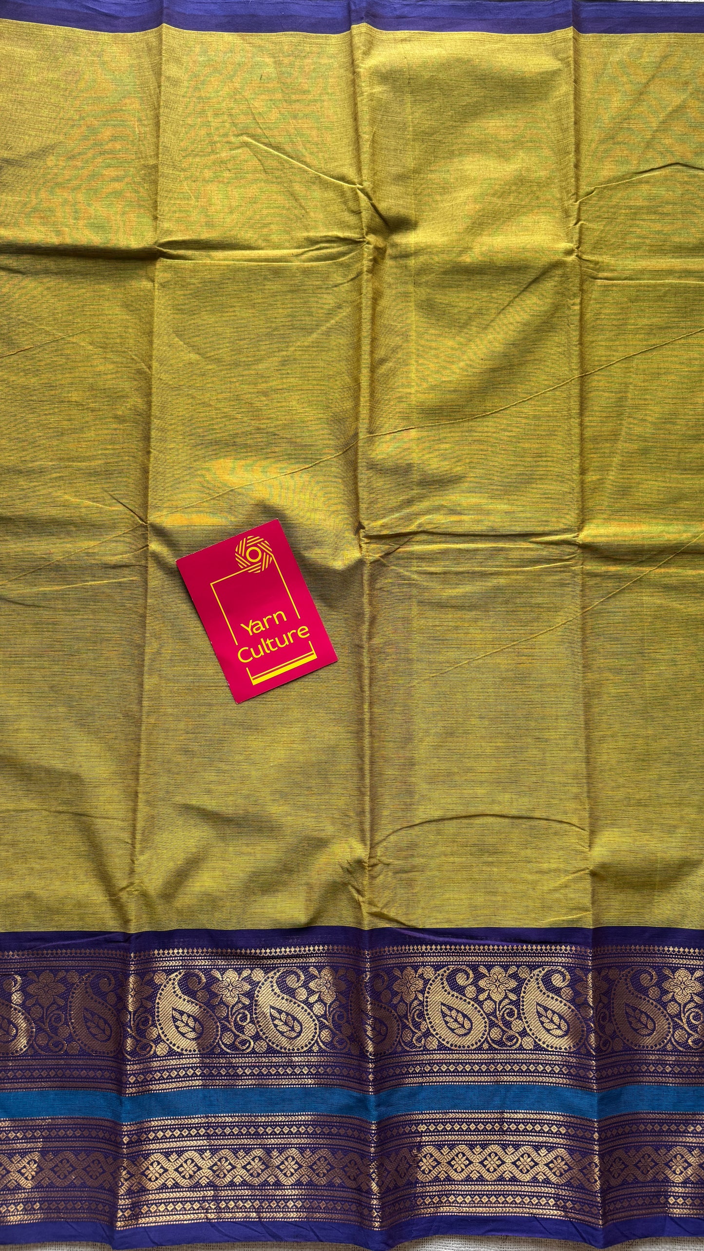 Parrot Green with one side broad zari - Chettinad Soft Cotton - YCCL407