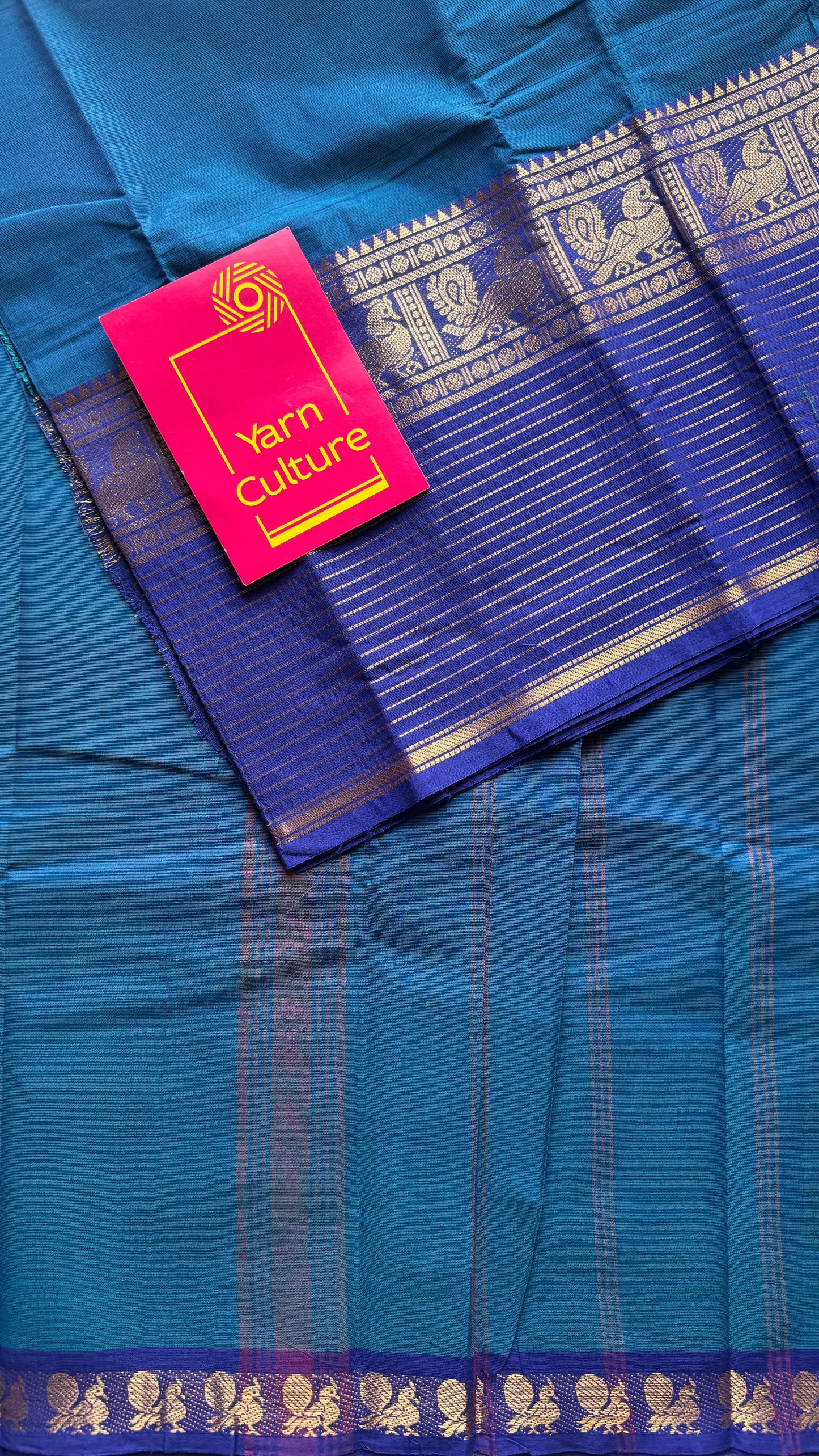 Blue with Violet, one side broad zari - Chettinad Soft Cotton - YCCL403