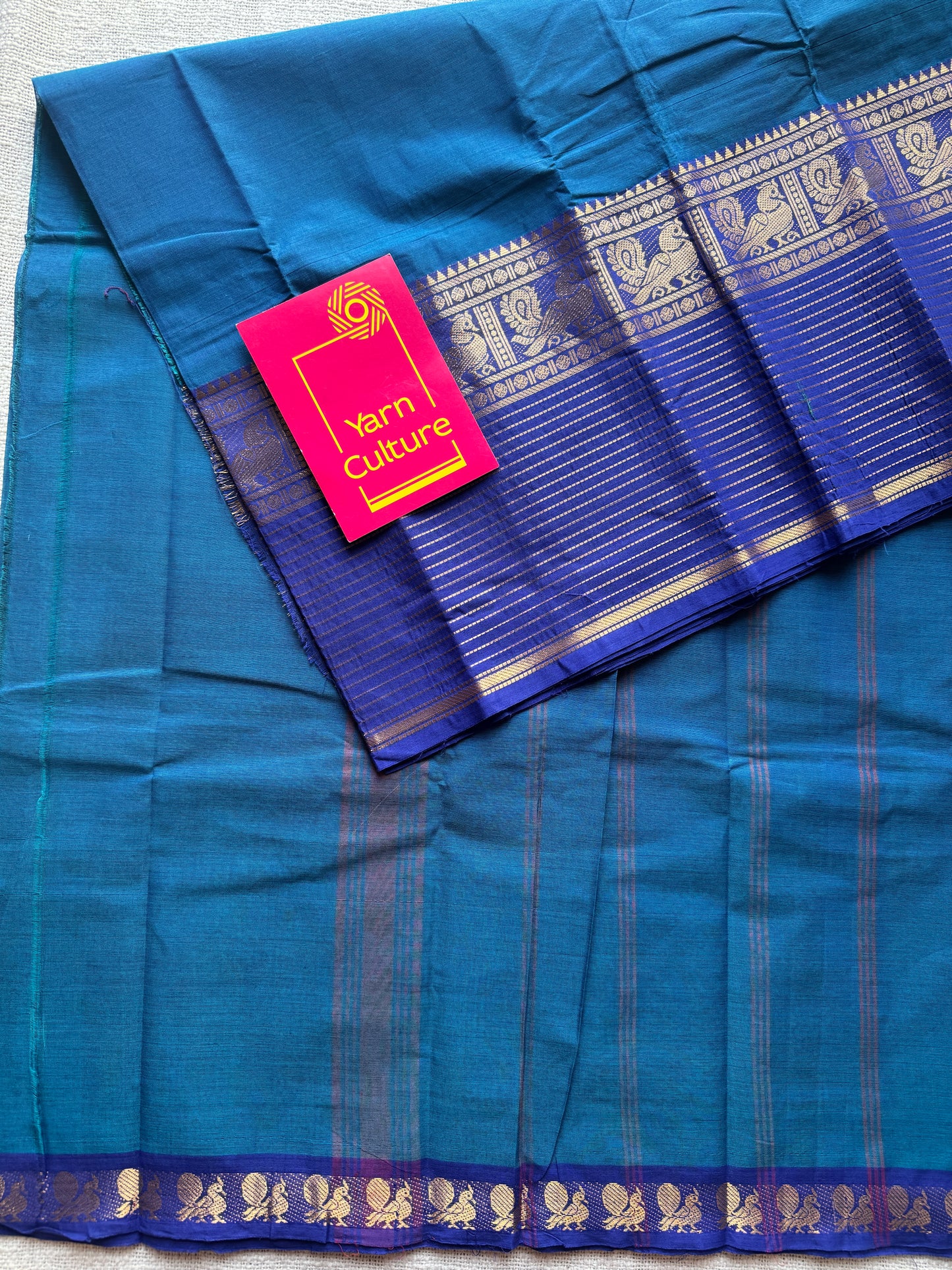 Blue with Violet, one side broad zari - Chettinad Soft Cotton - YCCL403
