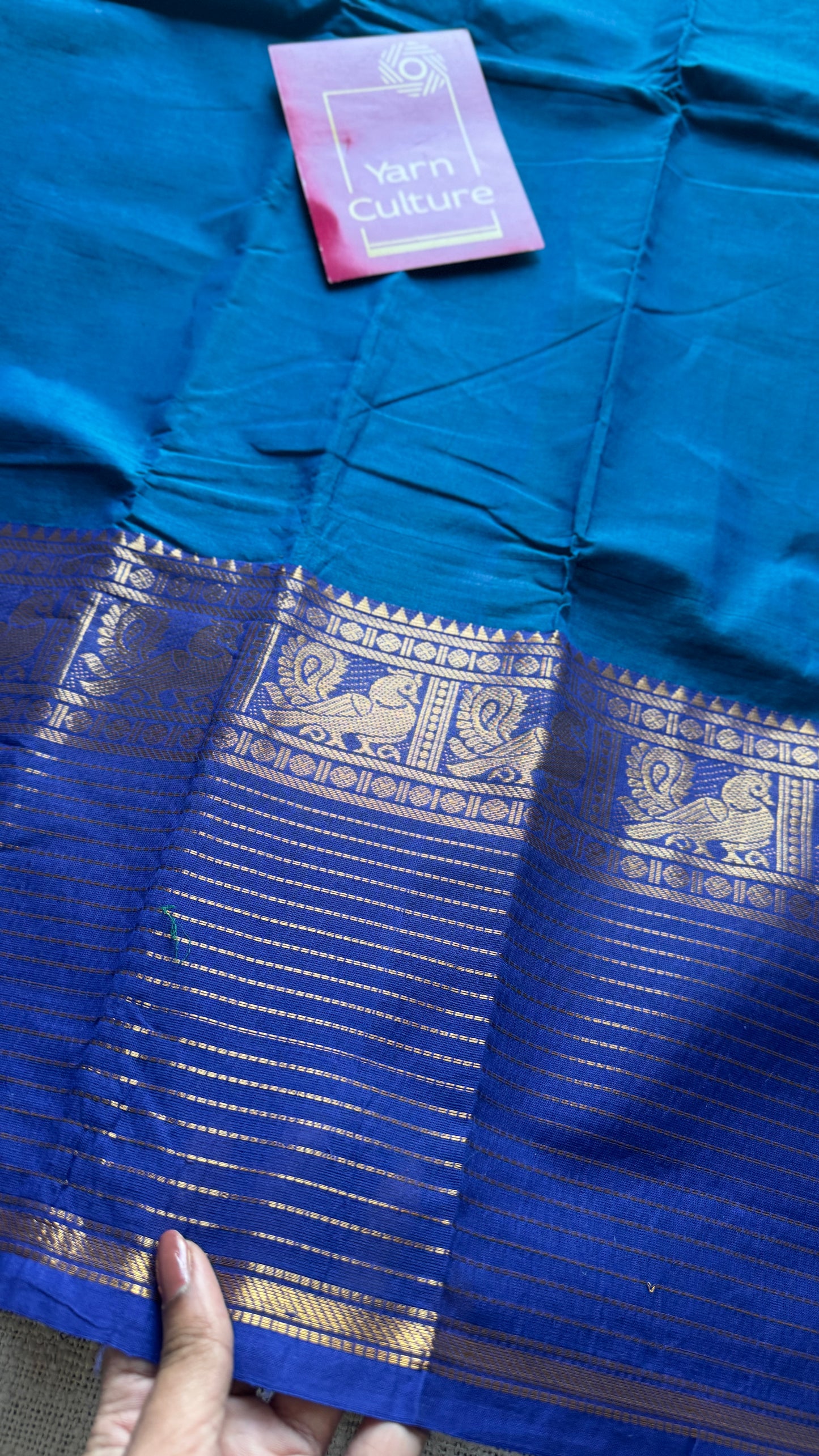 Blue with Violet, one side broad zari - Chettinad Soft Cotton - YCCL403