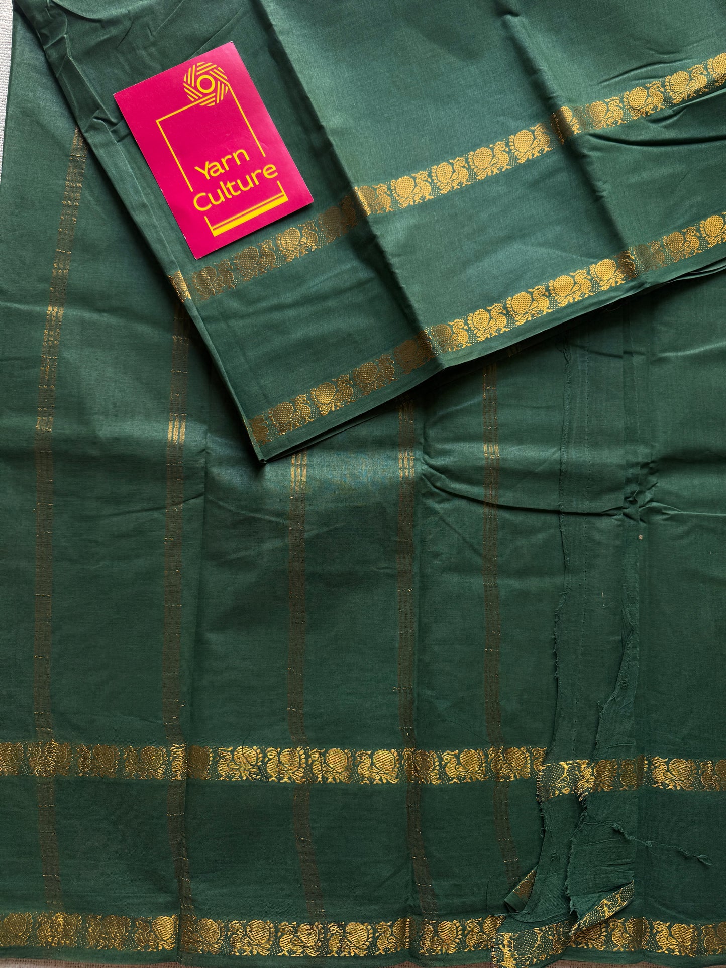 Dark Green Rettaipettu Peacock double border - Madurai Kattuchayam