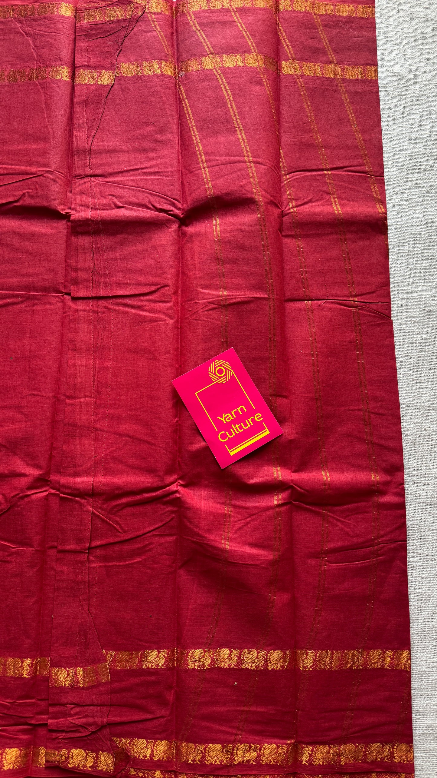Red Rettaipettu Peacock double border - Madurai Kattuchayam - YCPER19