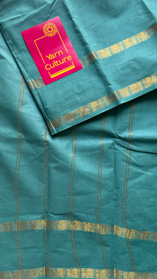 Turquoise Rettaipettu Peacock double border - Madurai Kattuchayam - YCPER26