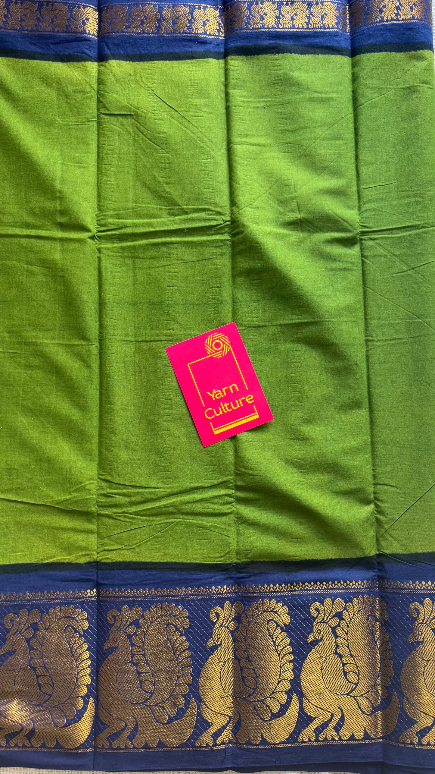 Green with Dark Blue - Madurai Soft Cotton - YCCOTNSWBZ01