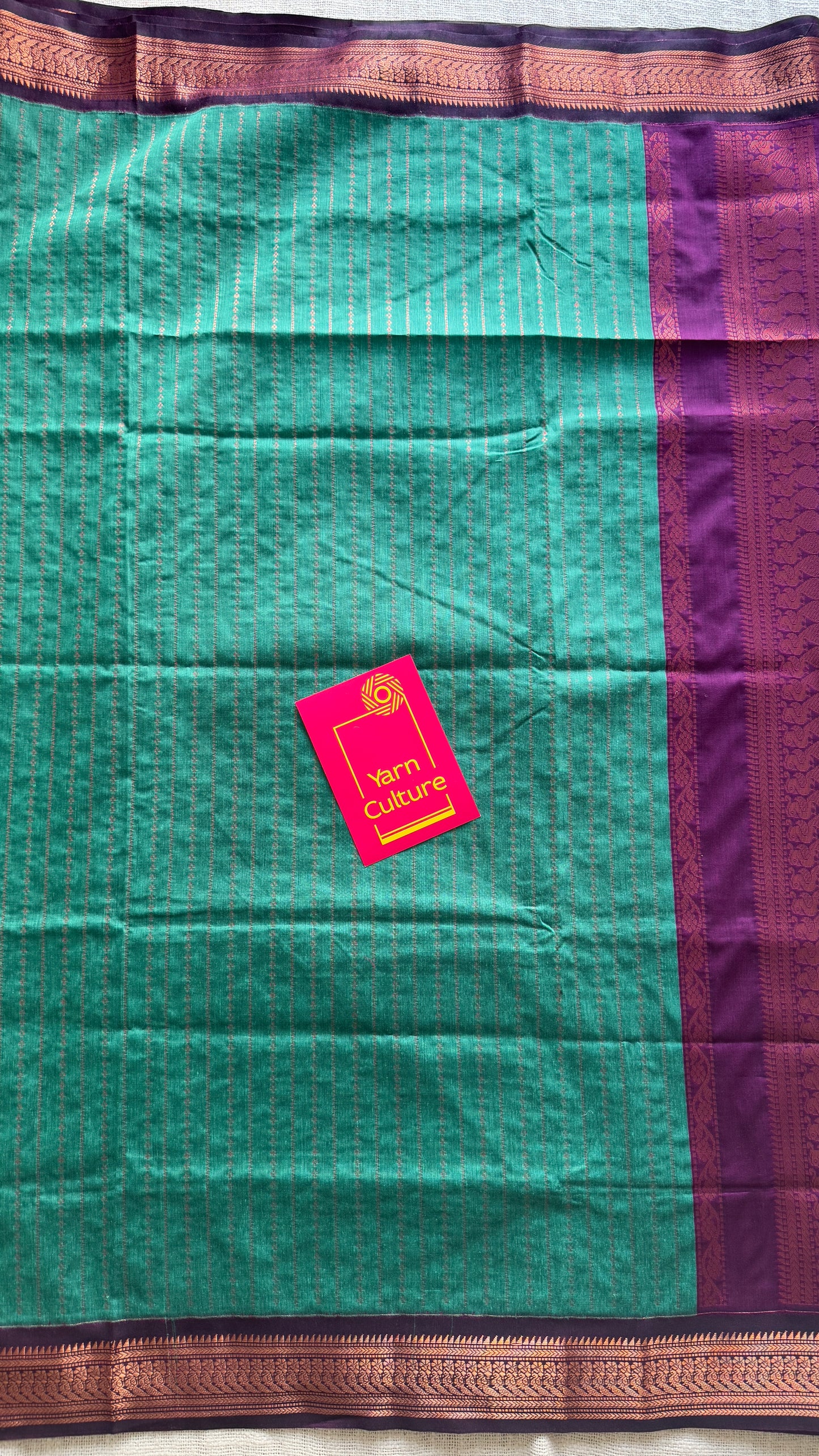 Aqua green with purple, Vaira Oosi pattern -Premium Kalyani Cotton Silk