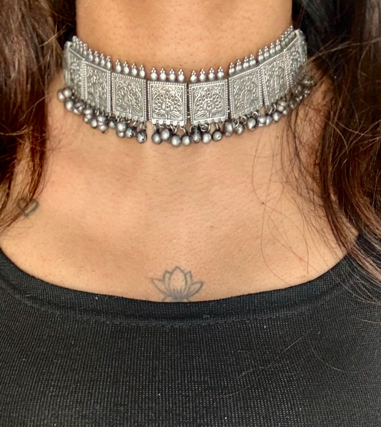 Square gungroo choker necklace - with jhumkas