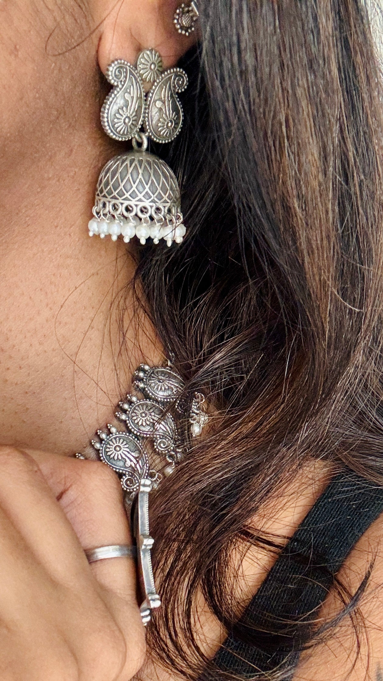 Mango shaped choker necklace - with jhumkas