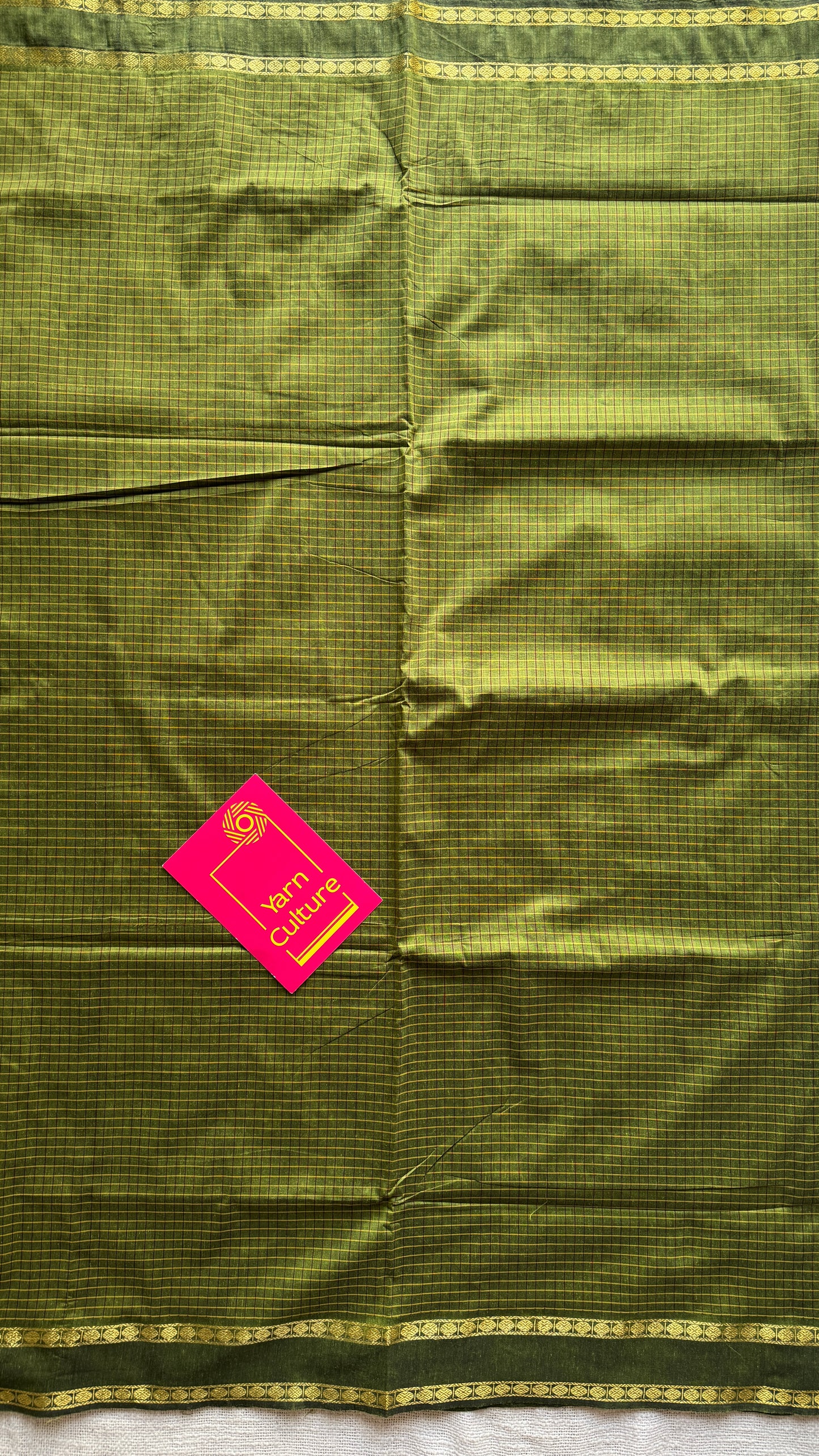 Olive Green - Arani Checks in cotton silk