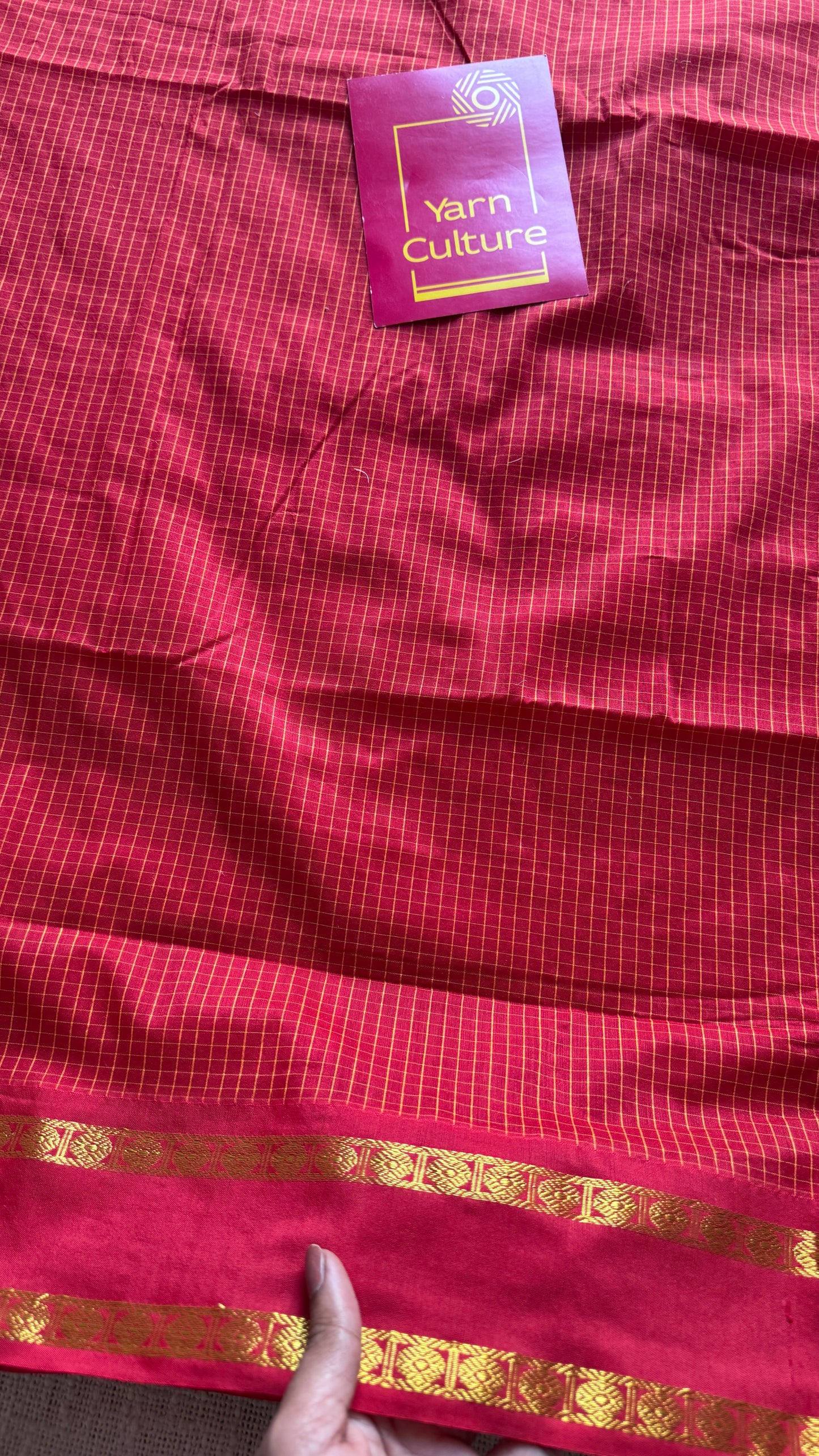 Chilli Red - Arani Checks in cotton silk