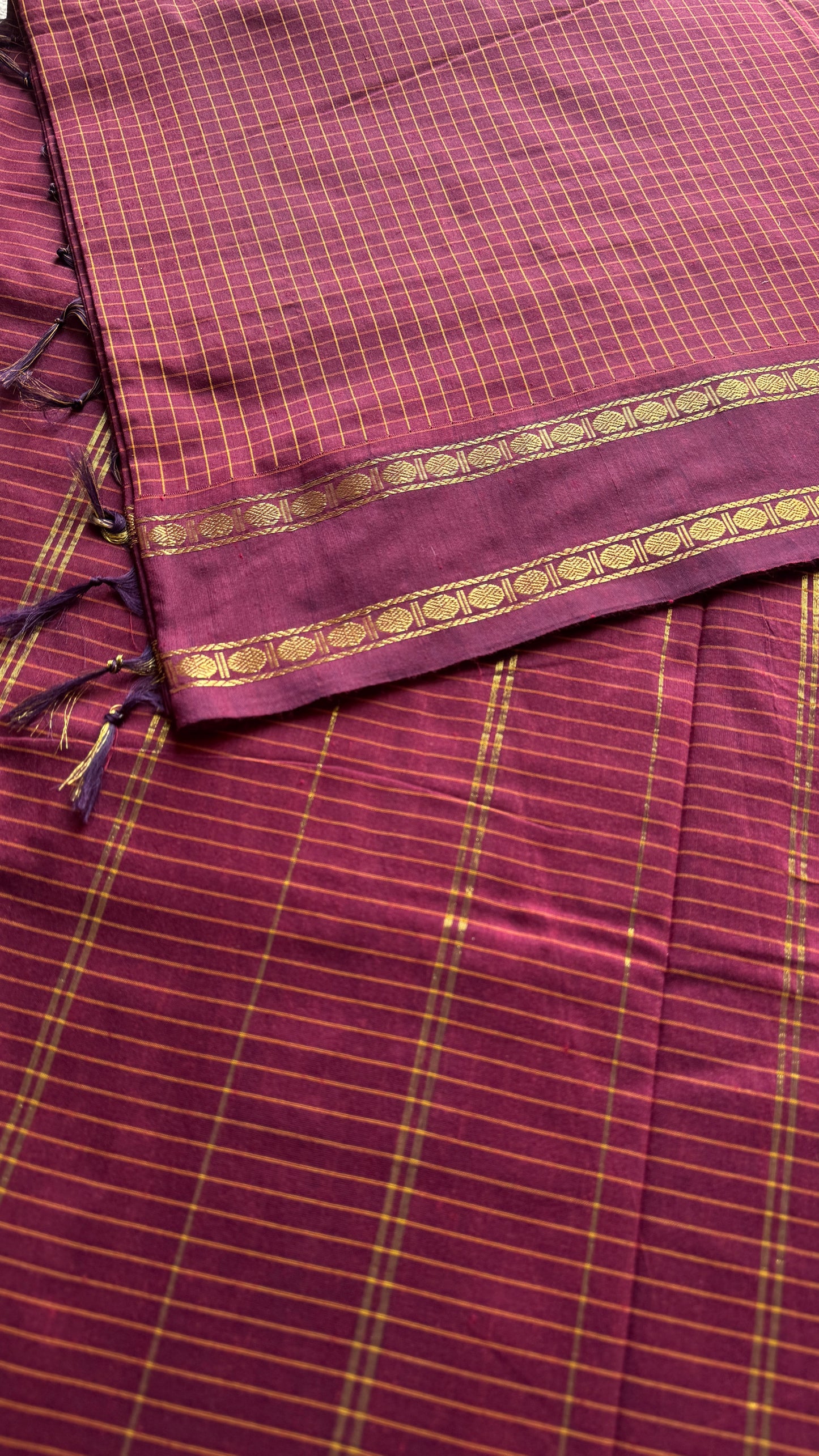 Maroon - Arani Checks in cotton silk