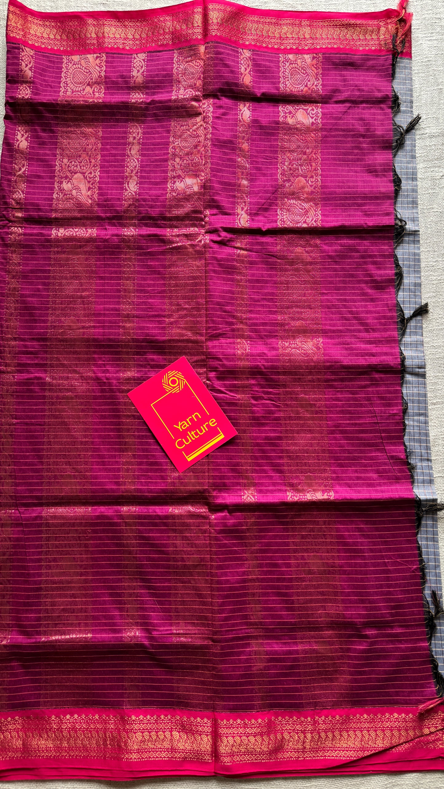 Grey- Pink, Checks - Kalyani Cotton Silk - YCCOTNKCSC01