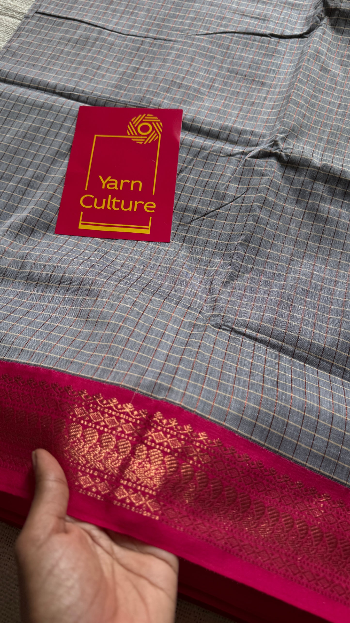 Grey- Pink, Checks - Kalyani Cotton Silk - YCCOTNKCSC01