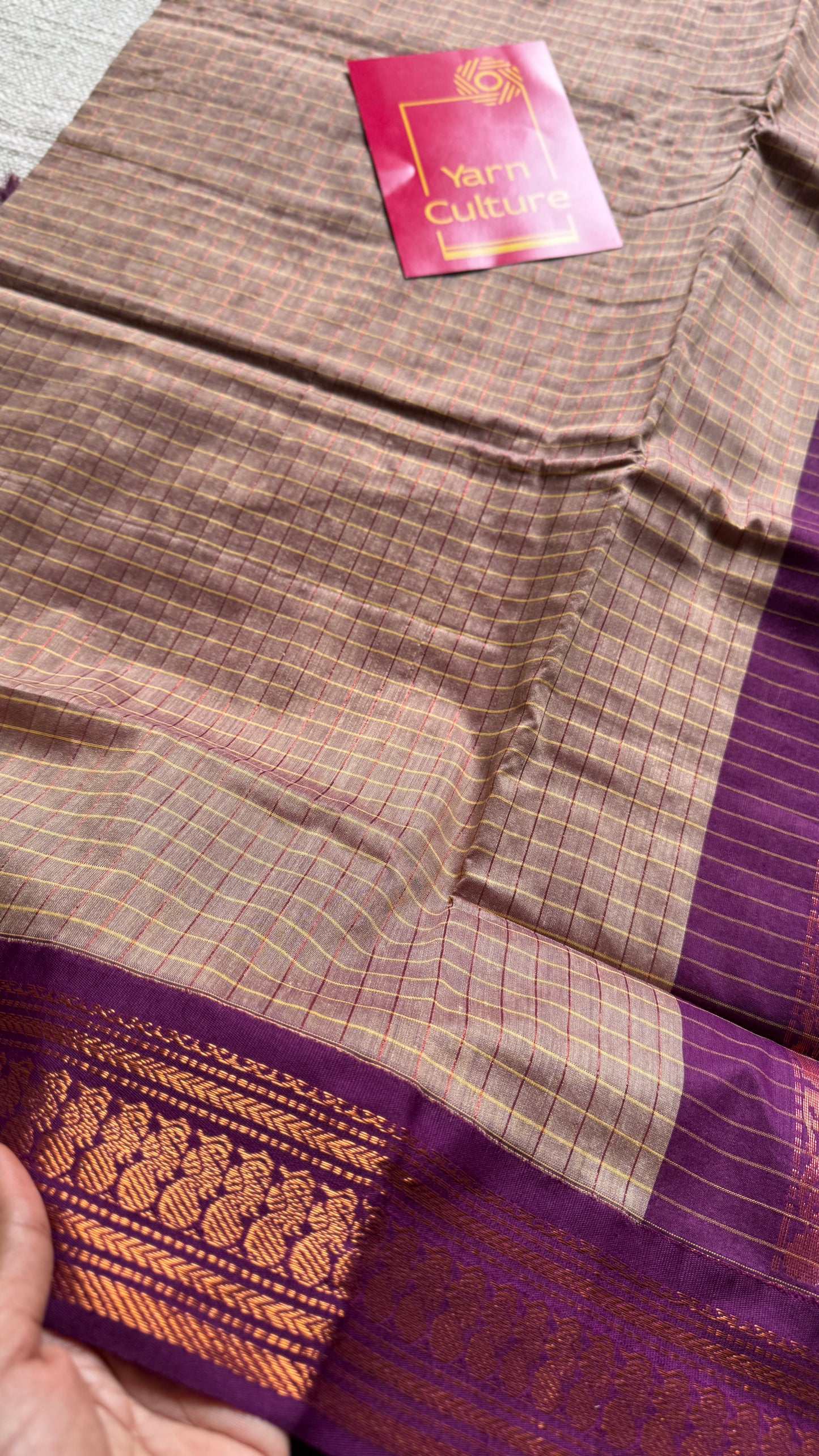 Copper Rose - Purple Pink, Checks - Kalyani Cotton Silk - YCCOTNKCSC02
