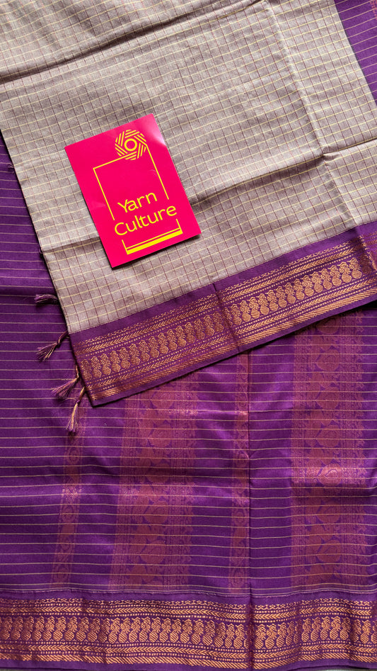 Copper Rose - Purple Pink, Checks - Kalyani Cotton Silk - YCCOTNKCSC02