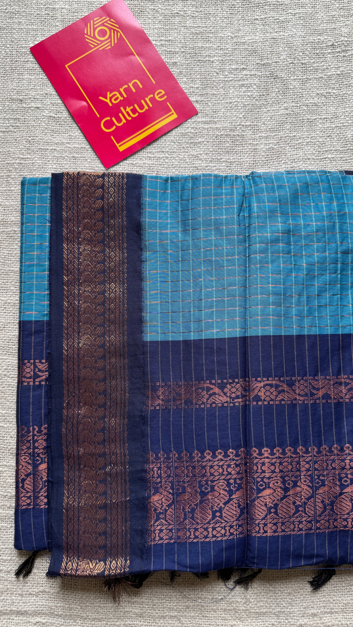 Light Blue - Dark Blue, Checks - Kalyani Cotton Silk - YCCOTNKCSC03