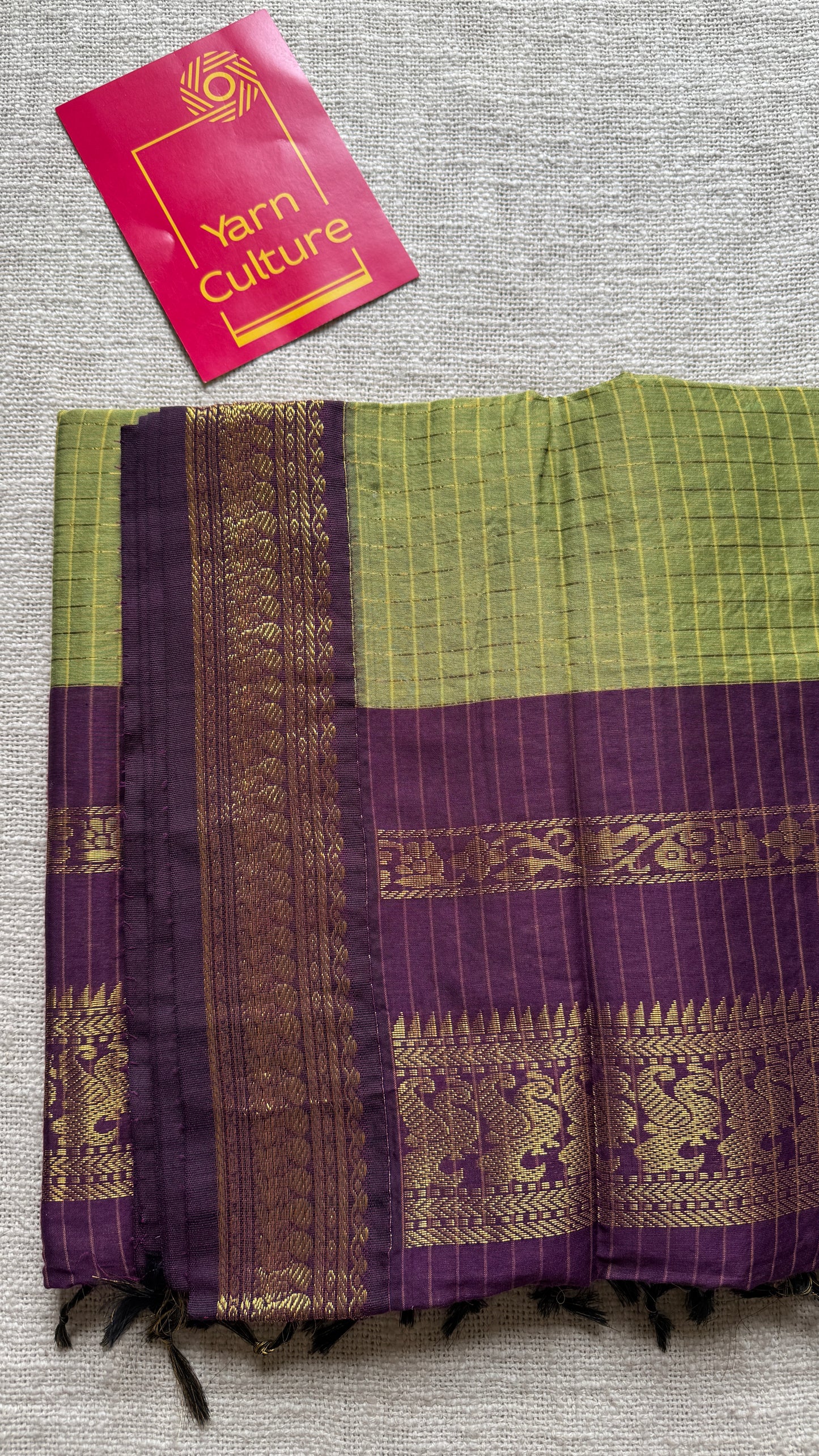 Light Green - Purple Pink (Vadamalli), Checks - Kalyani Cotton Silk - YCCOTNKCSC05