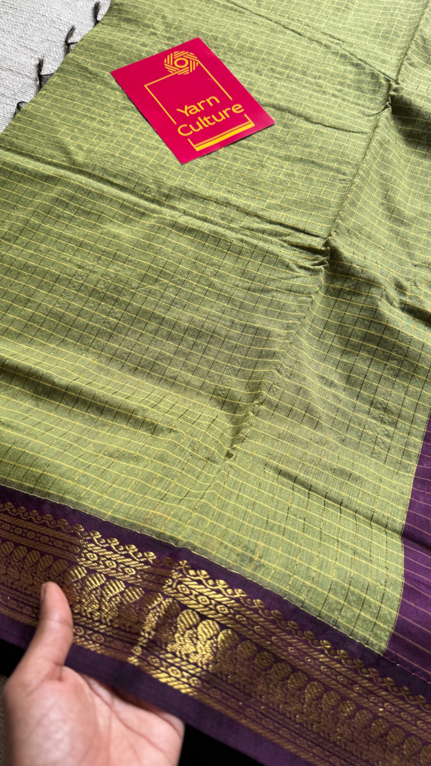 Light Green - Purple Pink (Vadamalli), Checks - Kalyani Cotton Silk - YCCOTNKCSC05