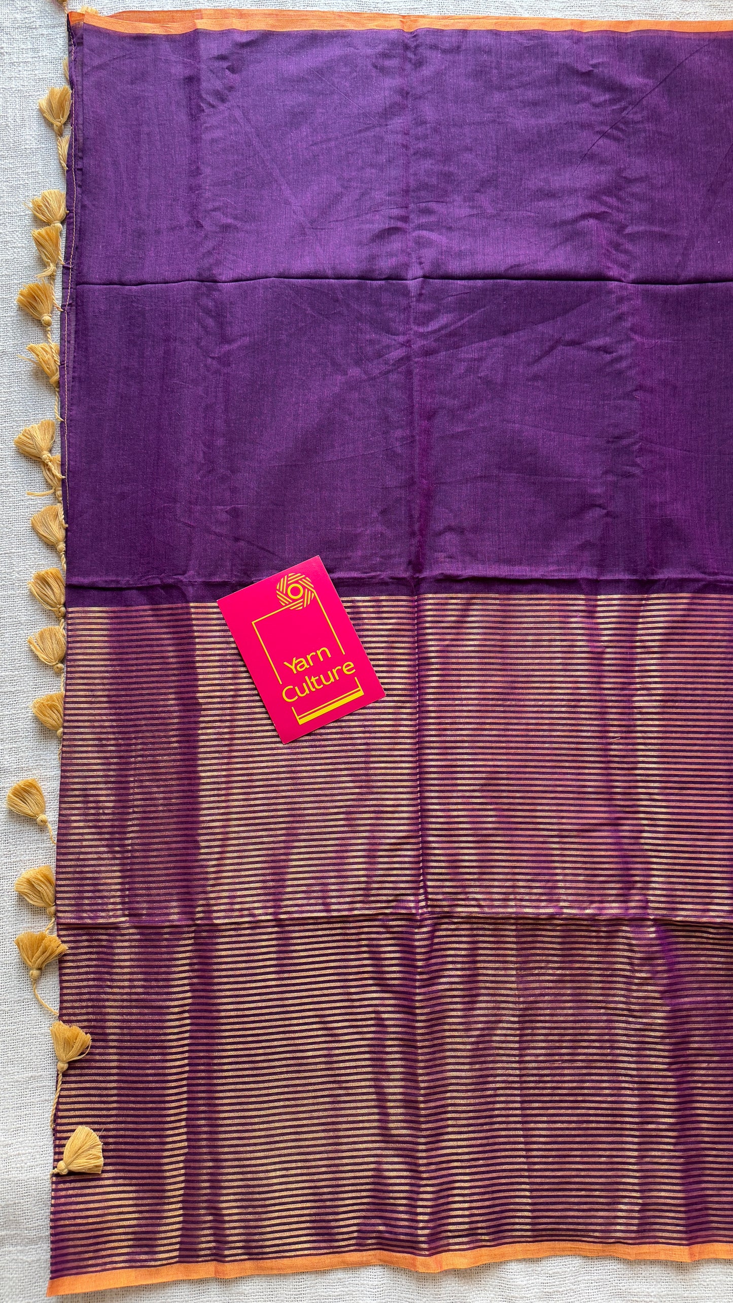 Purple Pink gold zari stripes - Mul Cotton YCBCBZS04