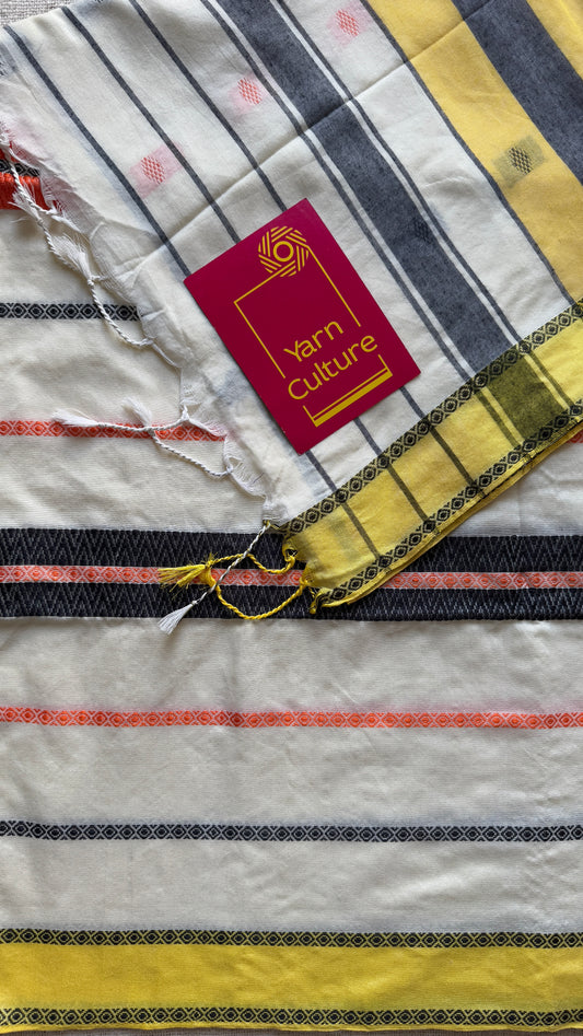 Cream, yellow, black - Khadi Soft Cotton YCBCKS09