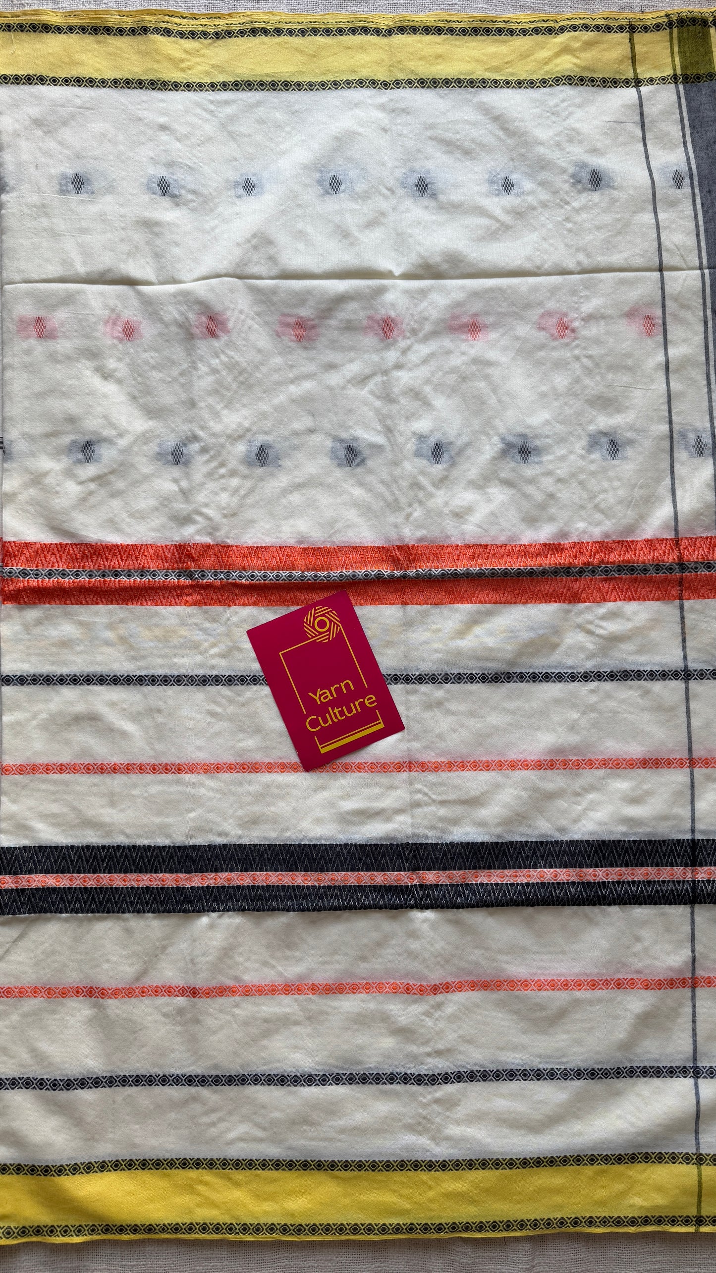 Cream, yellow, black - Khadi Soft Cotton YCBCKS09