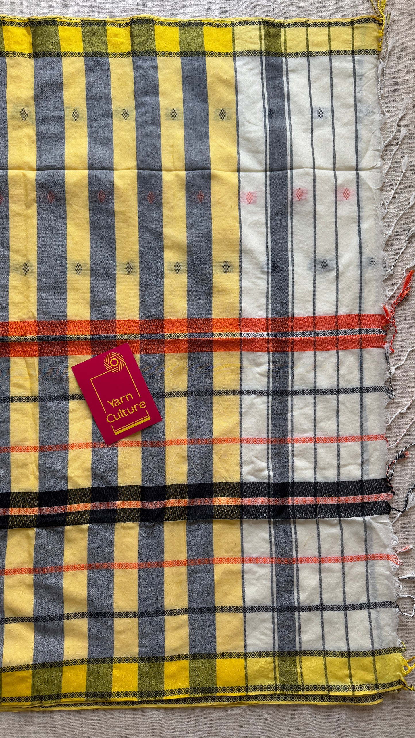 Cream, yellow, black - Khadi Soft Cotton YCBCKS09