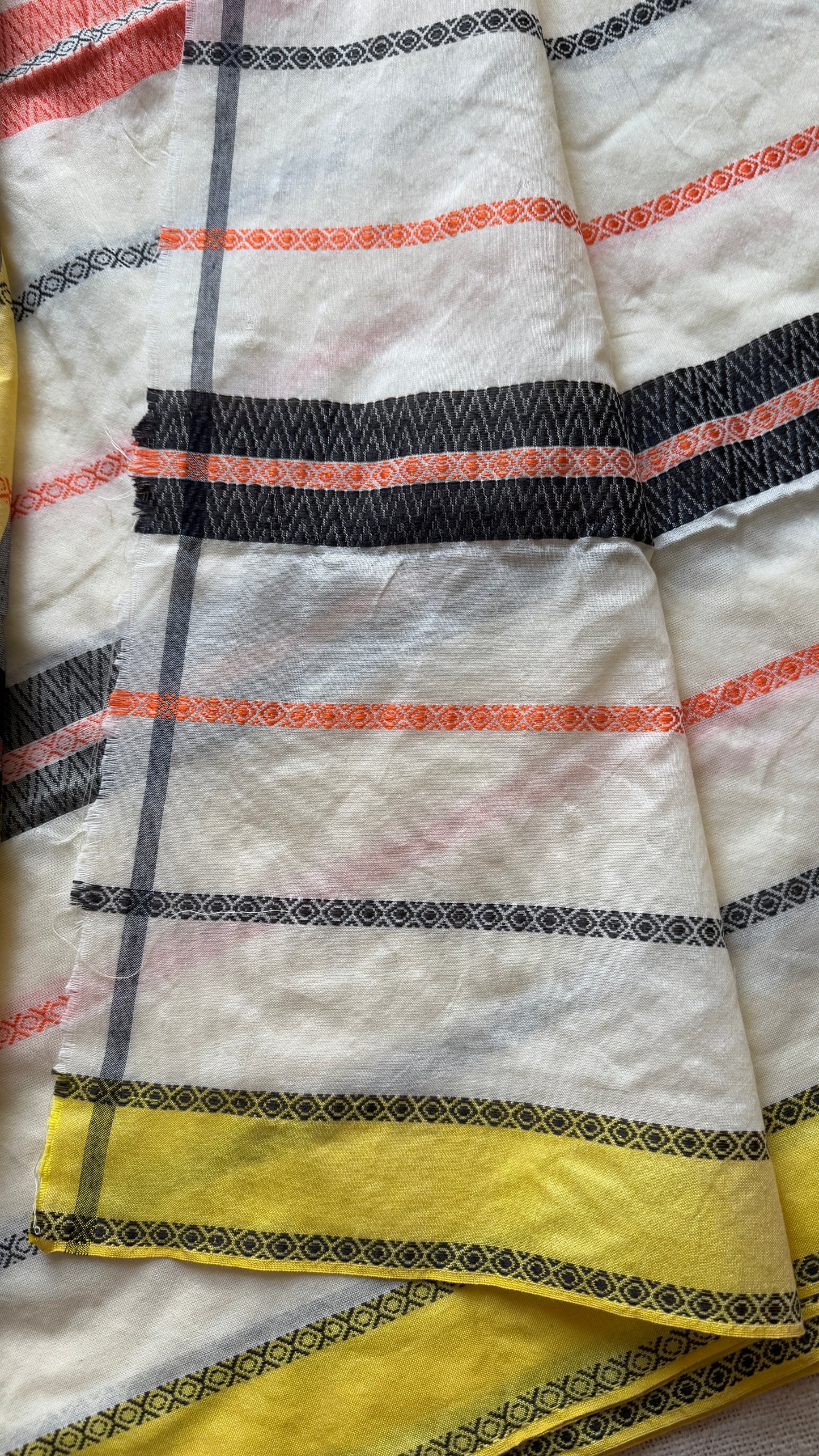 Cream, yellow, black - Khadi Soft Cotton YCBCKS09