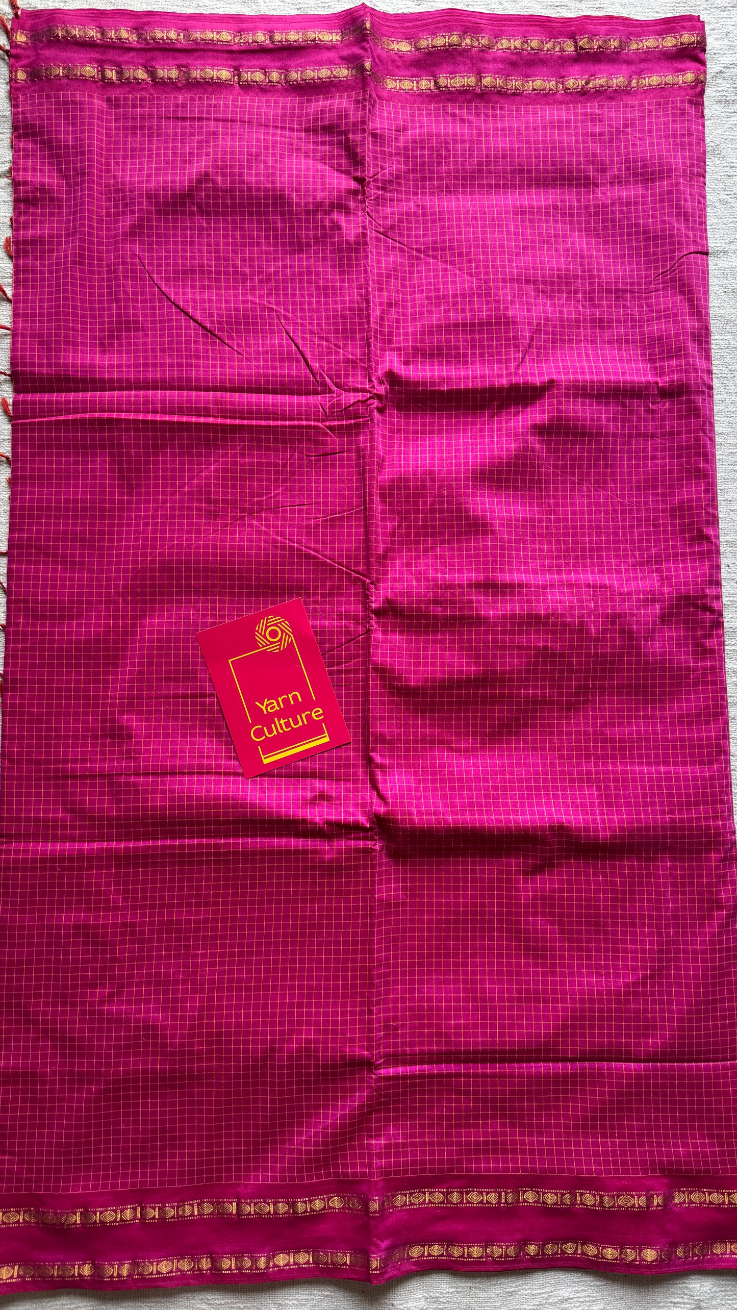 Hot pink - Arani Checks in cotton silk