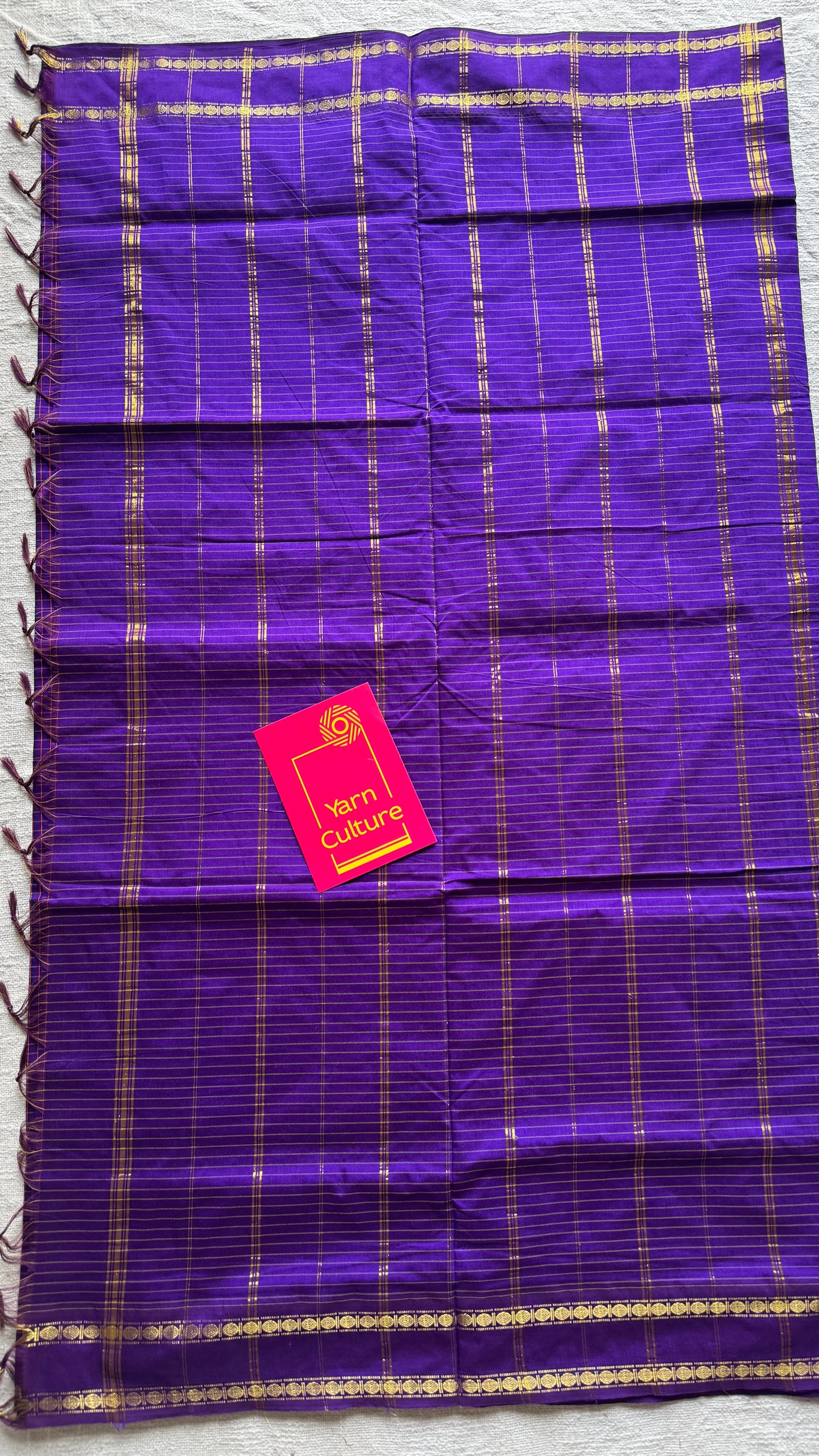 Purple violet, arani checks, cotton silk - YCCOTNJUAR10