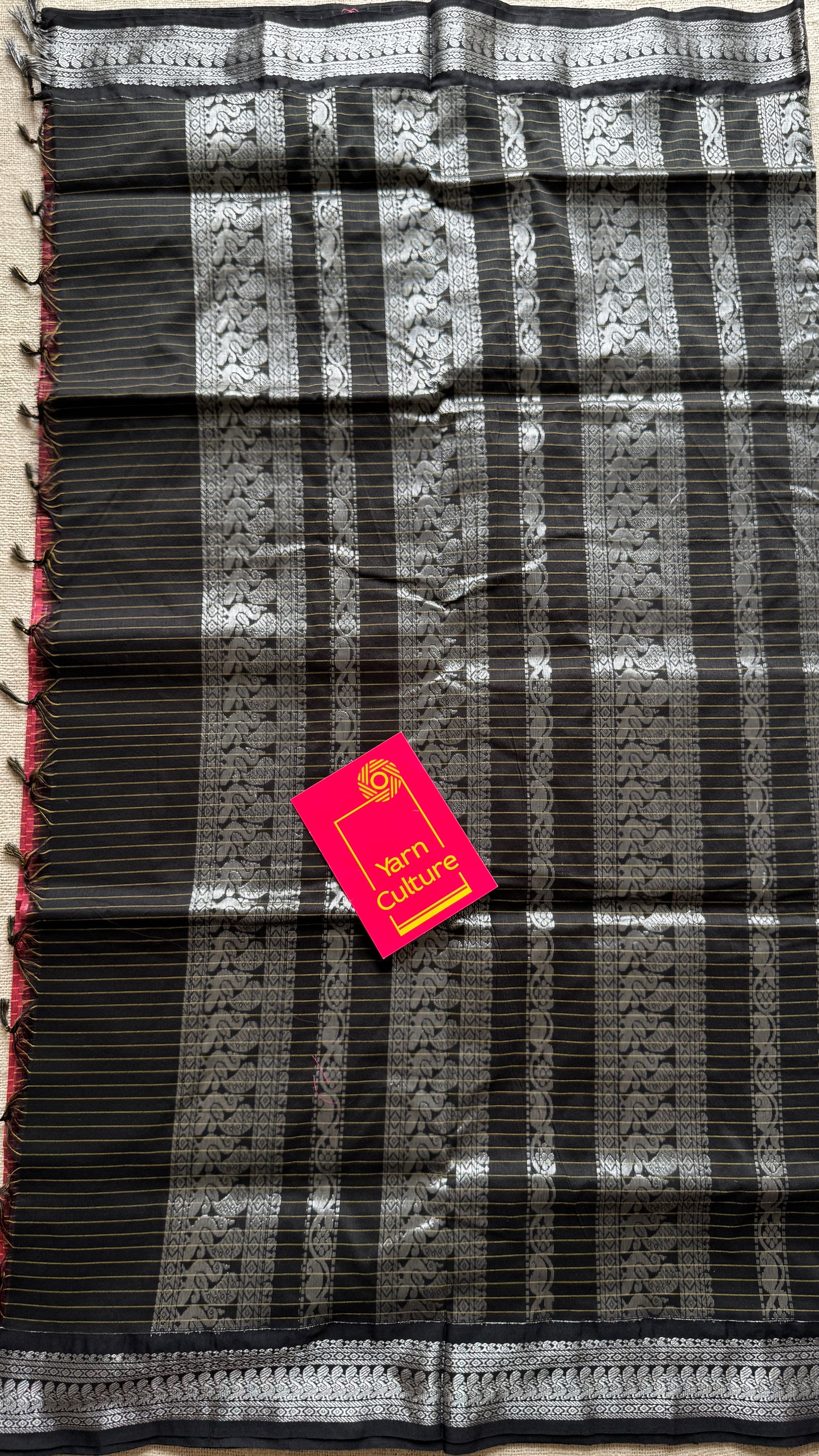 Carmine Pink - Black, Checks - Kalyani Cotton Silk - YCCOTNKCSC08