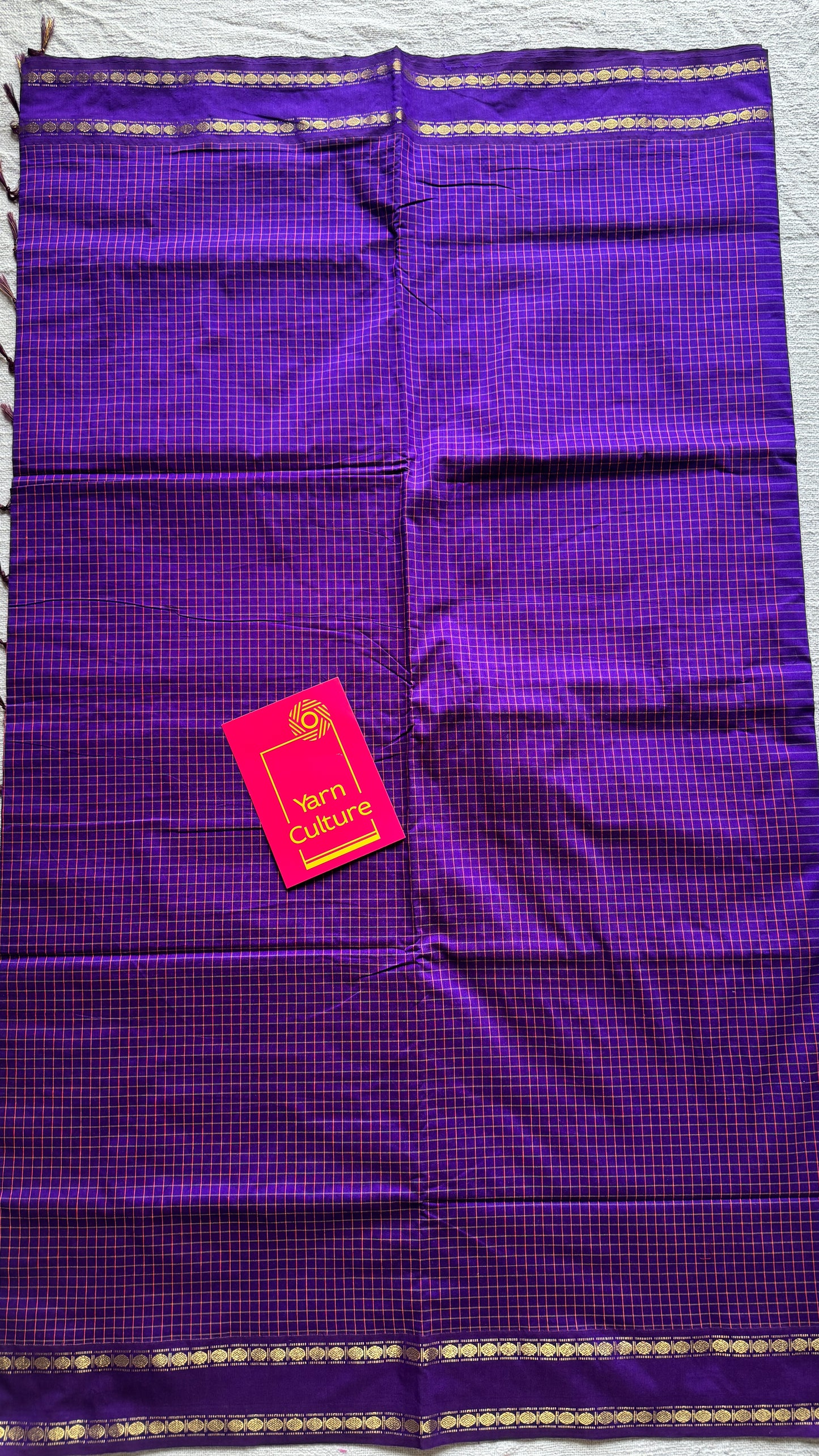 Purple violet, arani checks, cotton silk - YCCOTNJUAR10
