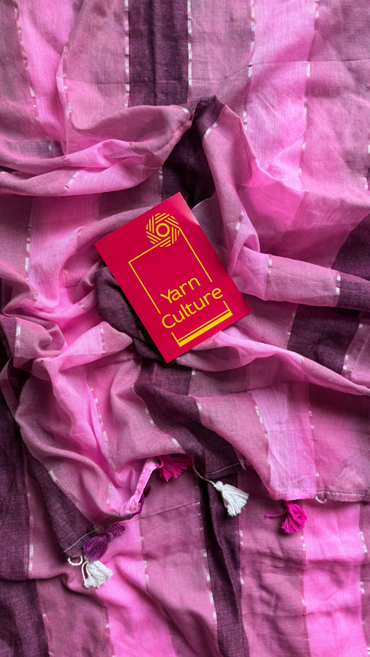 Raspberry Whirl (lighter) - Pink and wine colour block hues, mul cotton YCBCBSM02