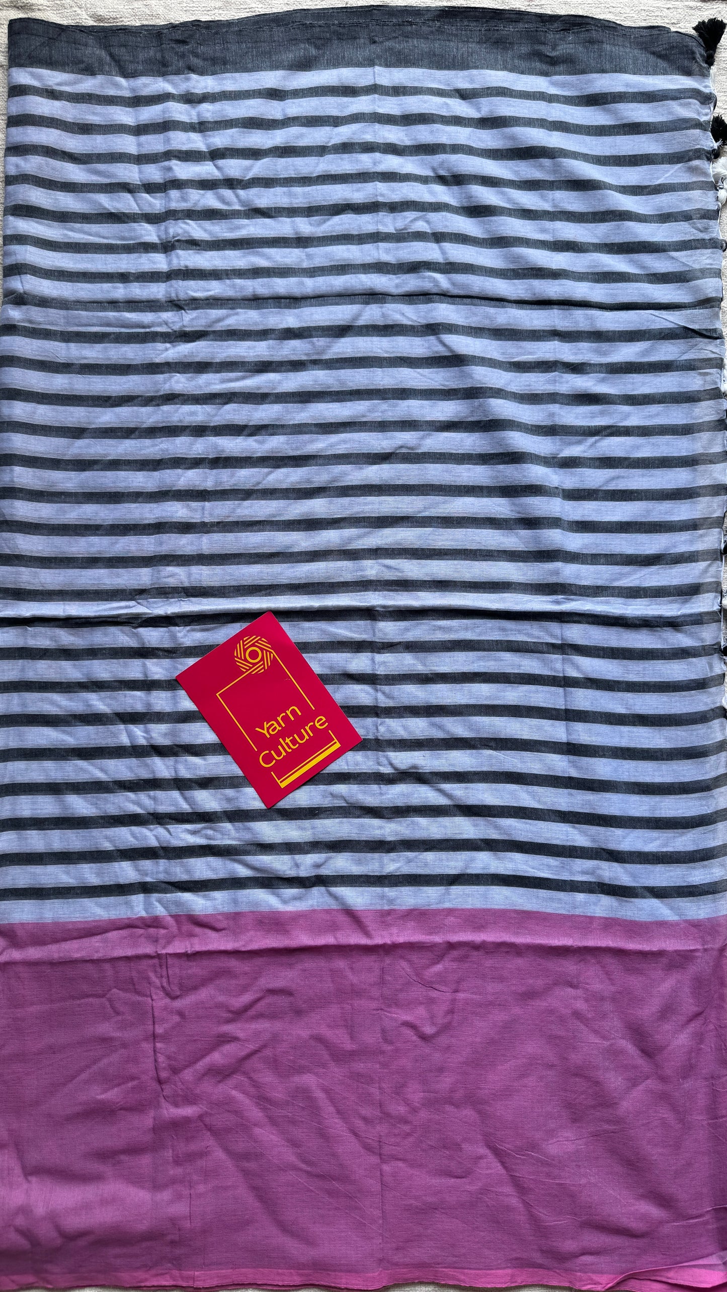 Dark Grey Mist - Pink and dark grey stripes, mul cotton
