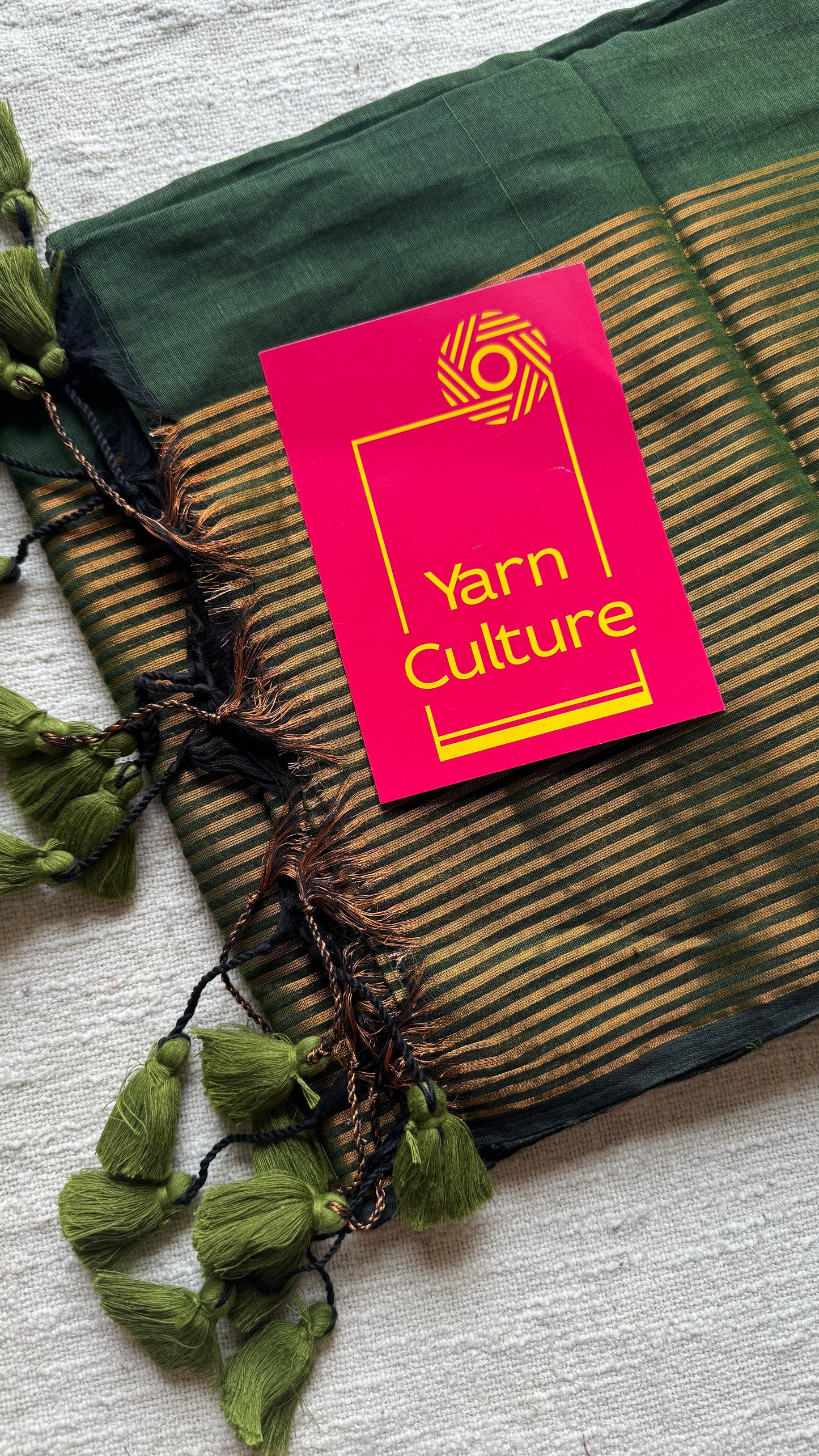 Forest Gold - Dark green & antique gold stripes, mul cotton - YCBCWSM06