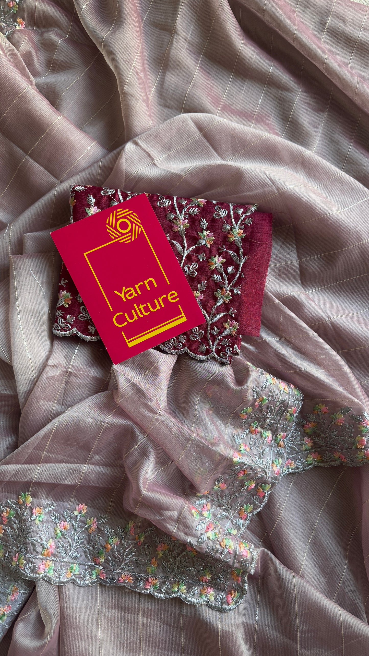 Pastel Cinnamon Pink with Sequins Work - Chiffon