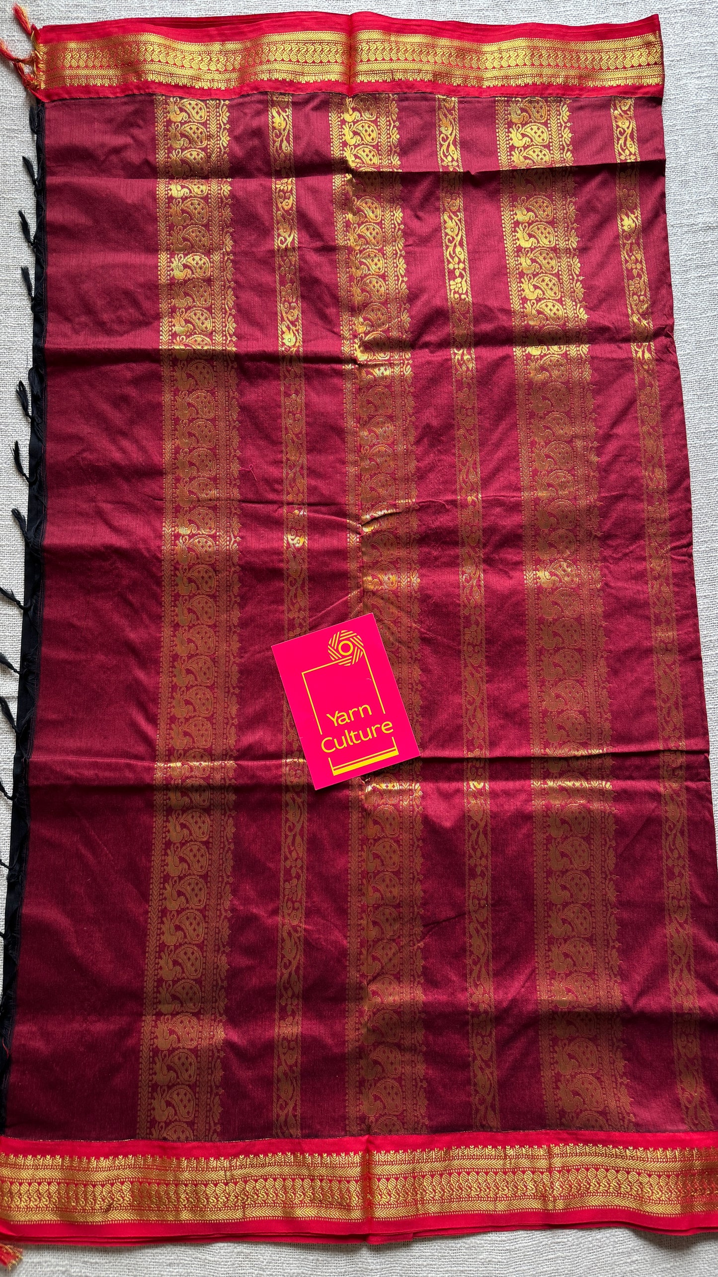 Black - Red, Gold Zari - Kalyani Cotton Silk - YCCOTNKCSB03