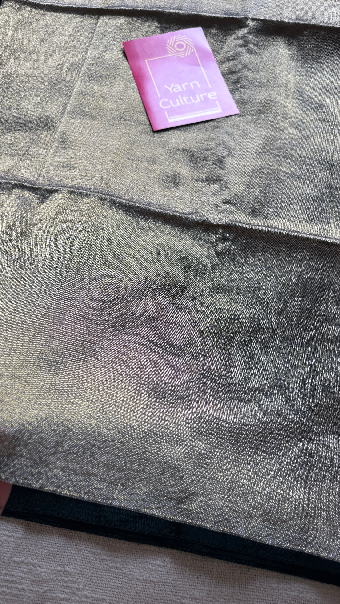 Emerald Glow - Dark green with silver gold dual tone pallu, soft khadi cotton YCBCKGP05