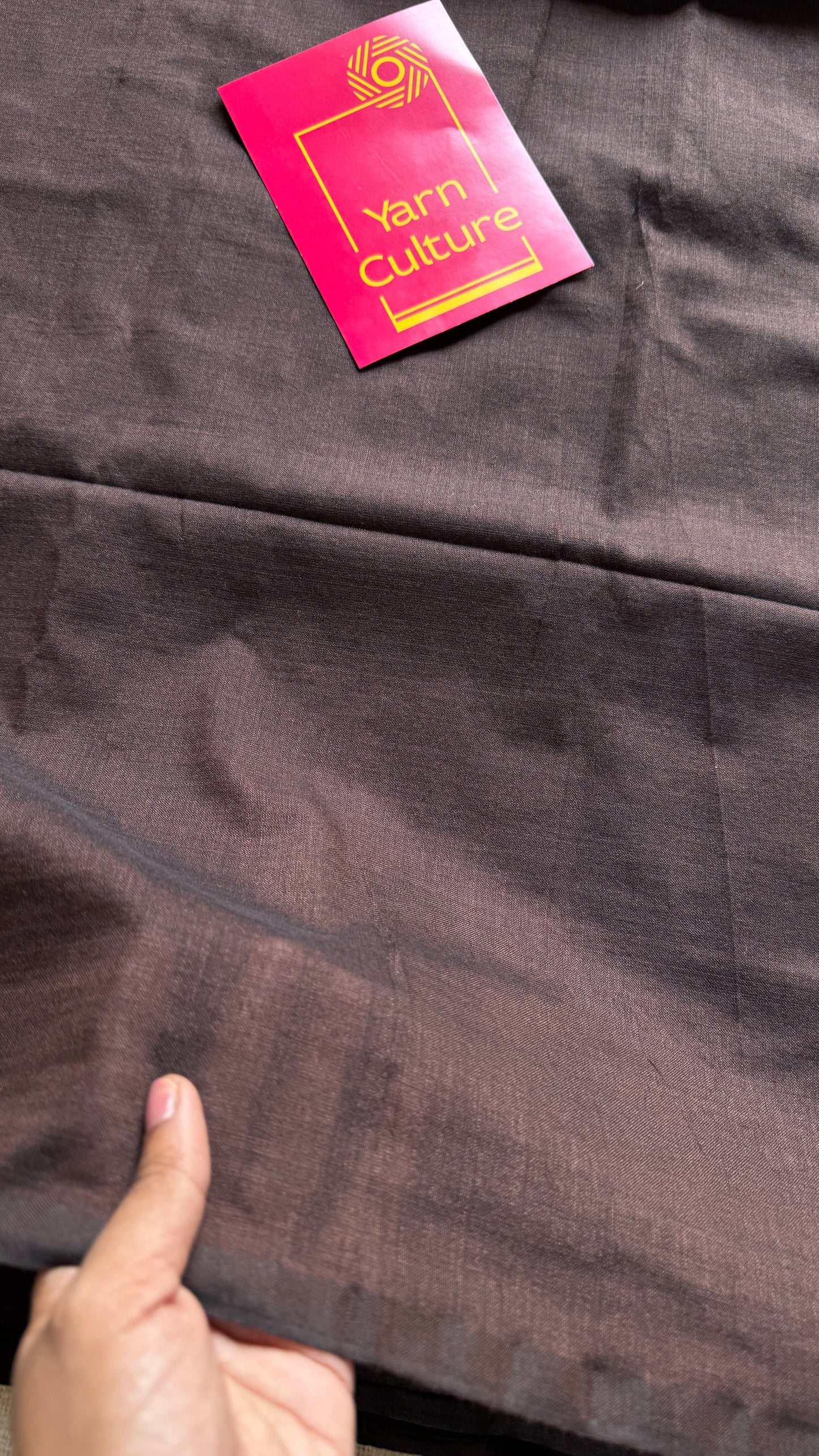 Brown Gleam - Dark brown with silver gold dual tone pallu, soft khadi cotton