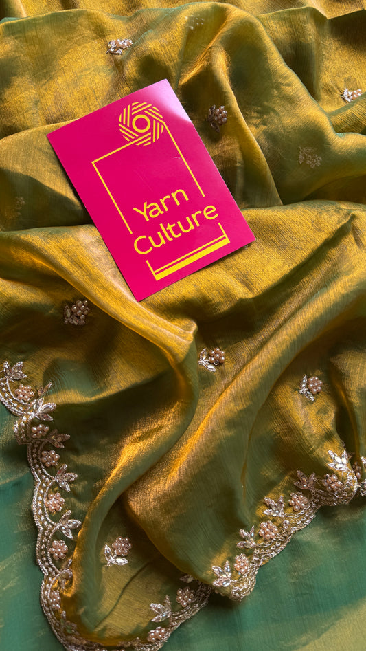 Molten Gold - dual tone with beaded embroidery, fendi satin