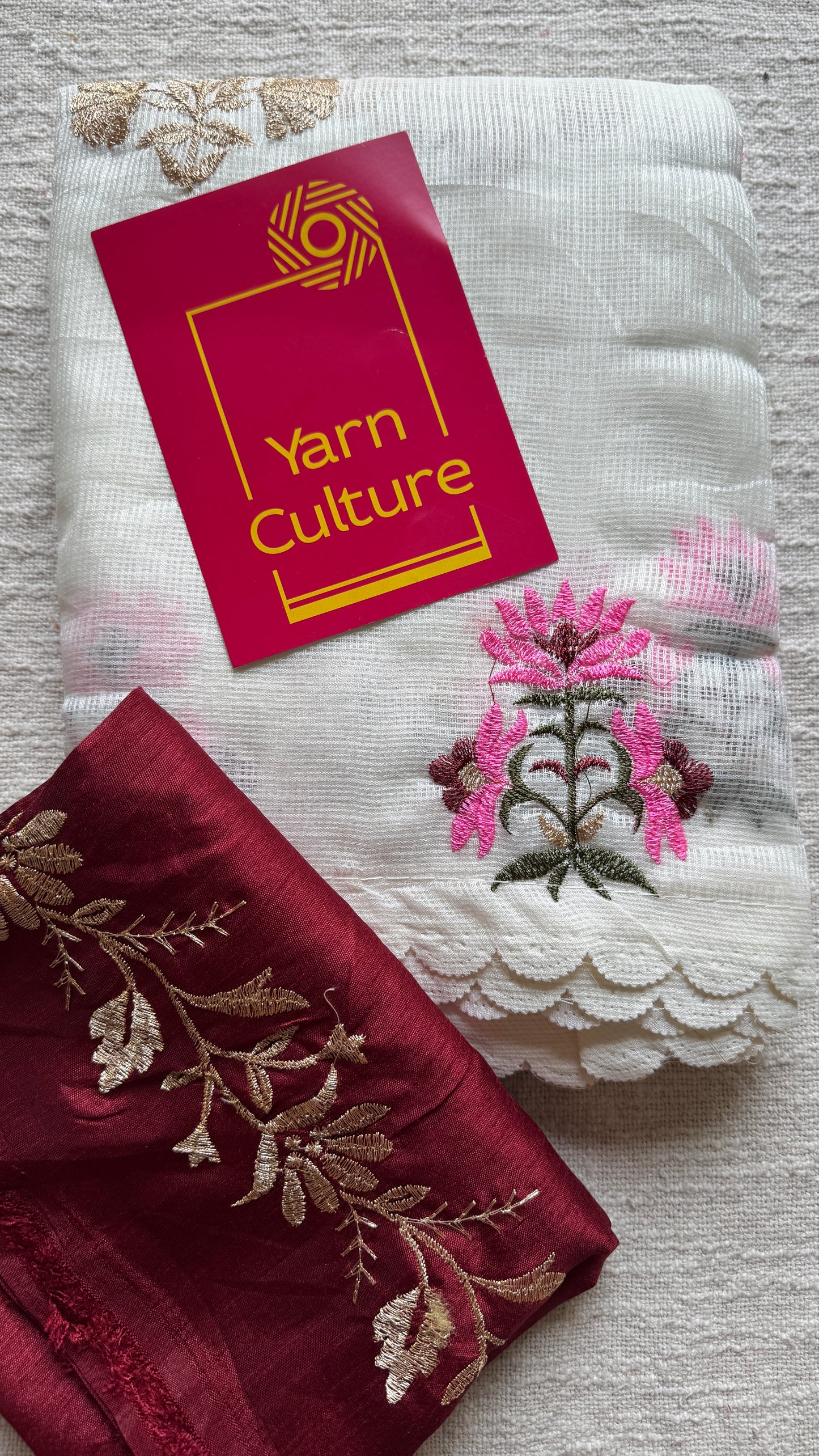 Ivory Rose - Kota with embroidery and scallop borders
